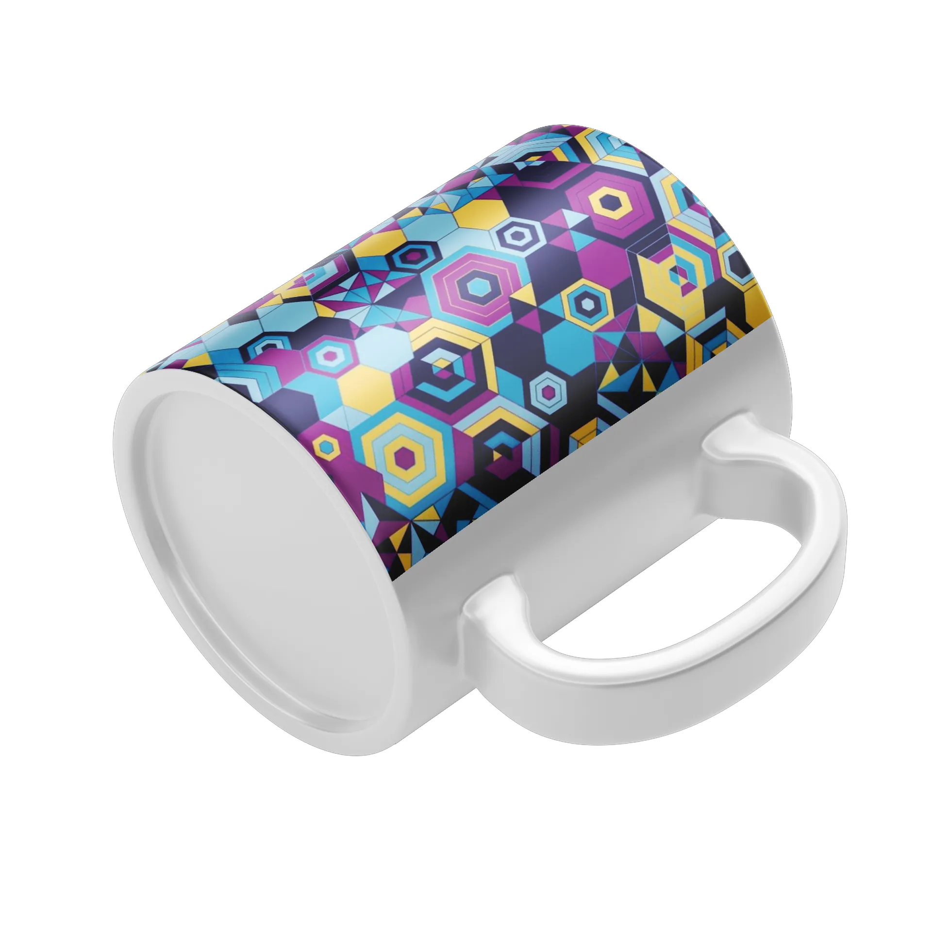 Caneca Porcelana Estampa Geométrica Colorida 325ml - Imagem 4