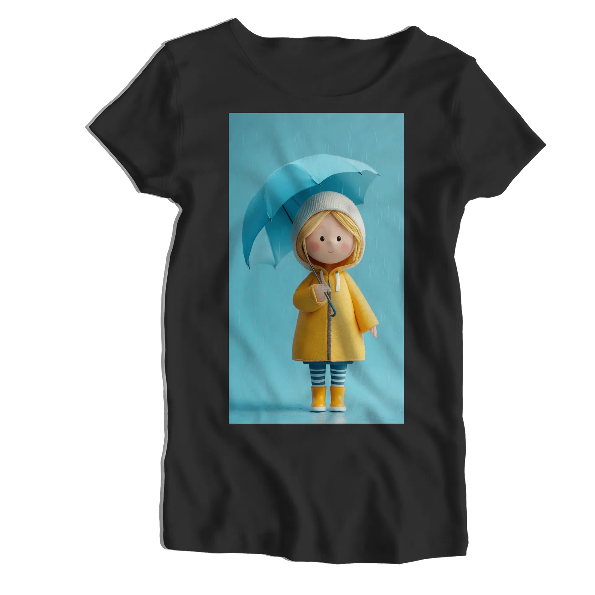 Camiseta Babylook Menina Cartoon com Guarda-Chuva 100% - Imagem 1