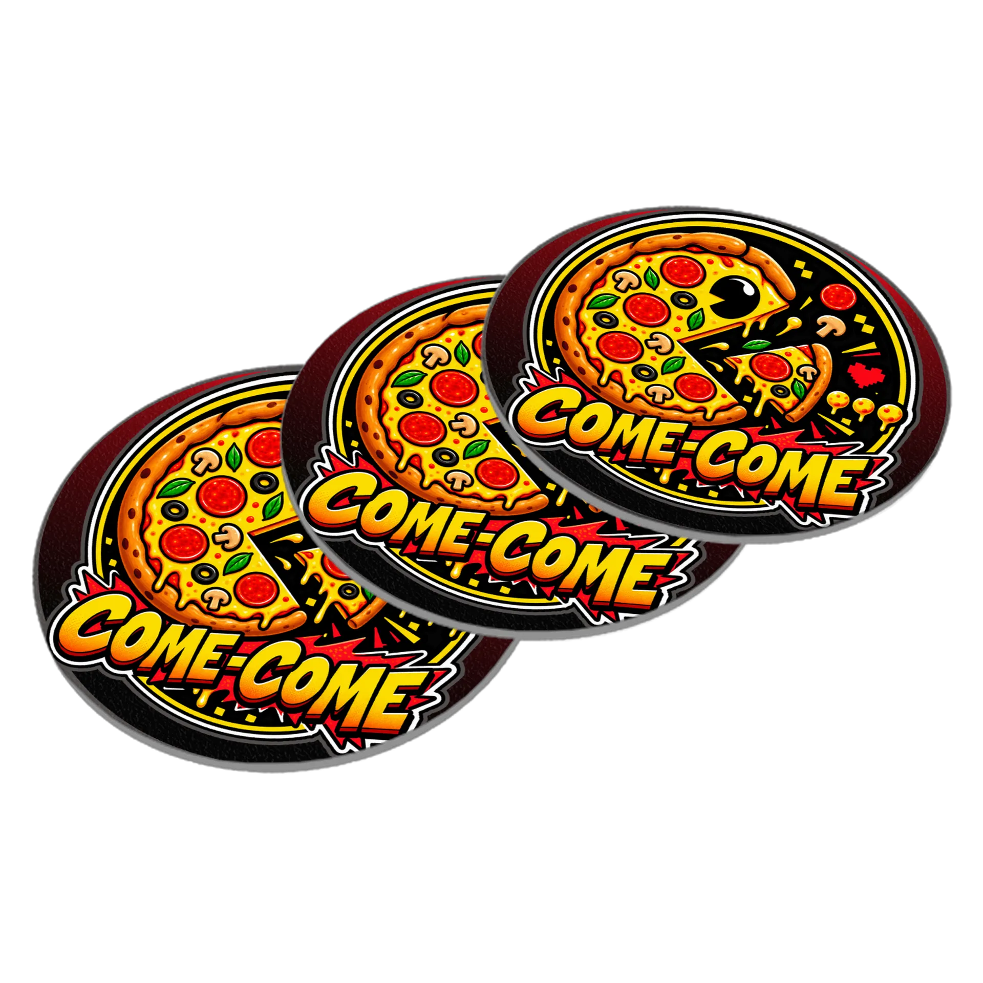 Porta-copo Pizza Pac-Man Cartoon COME-COME Colorida MDF de PRISMA GAMER — imagem 2 de 3