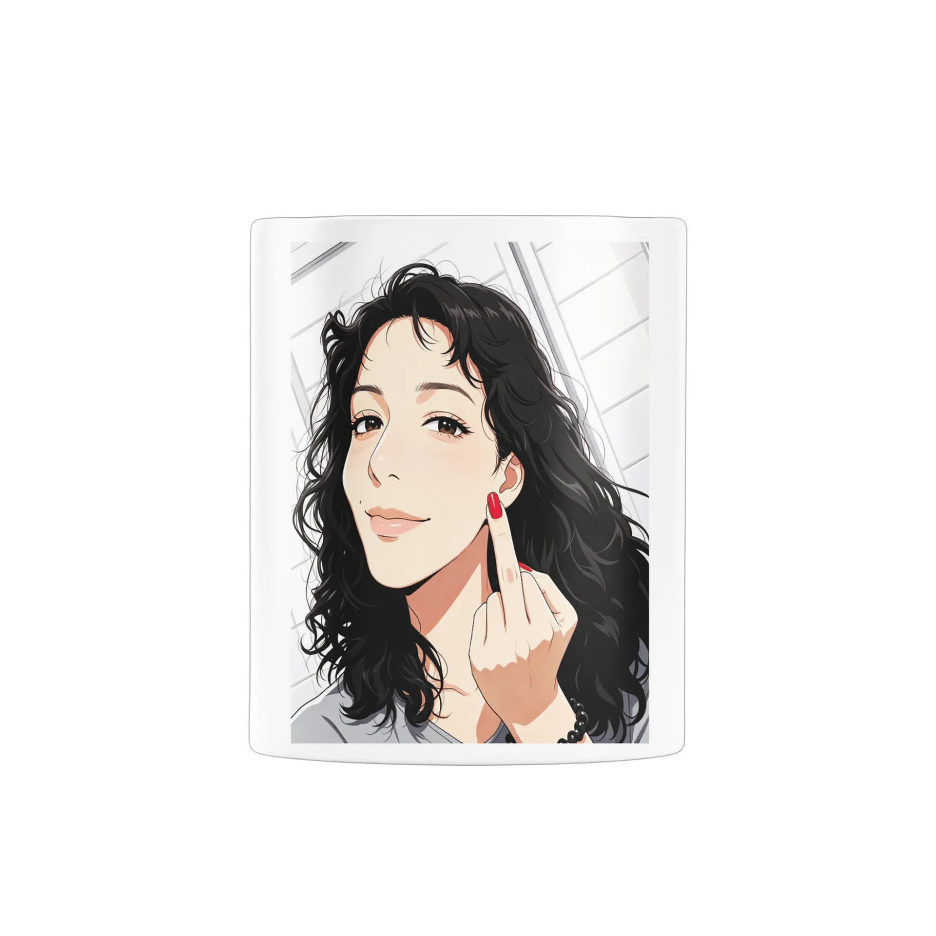 Caneca Porcelana Retrato Ilustrado Mulher 325ml - Imagem 3