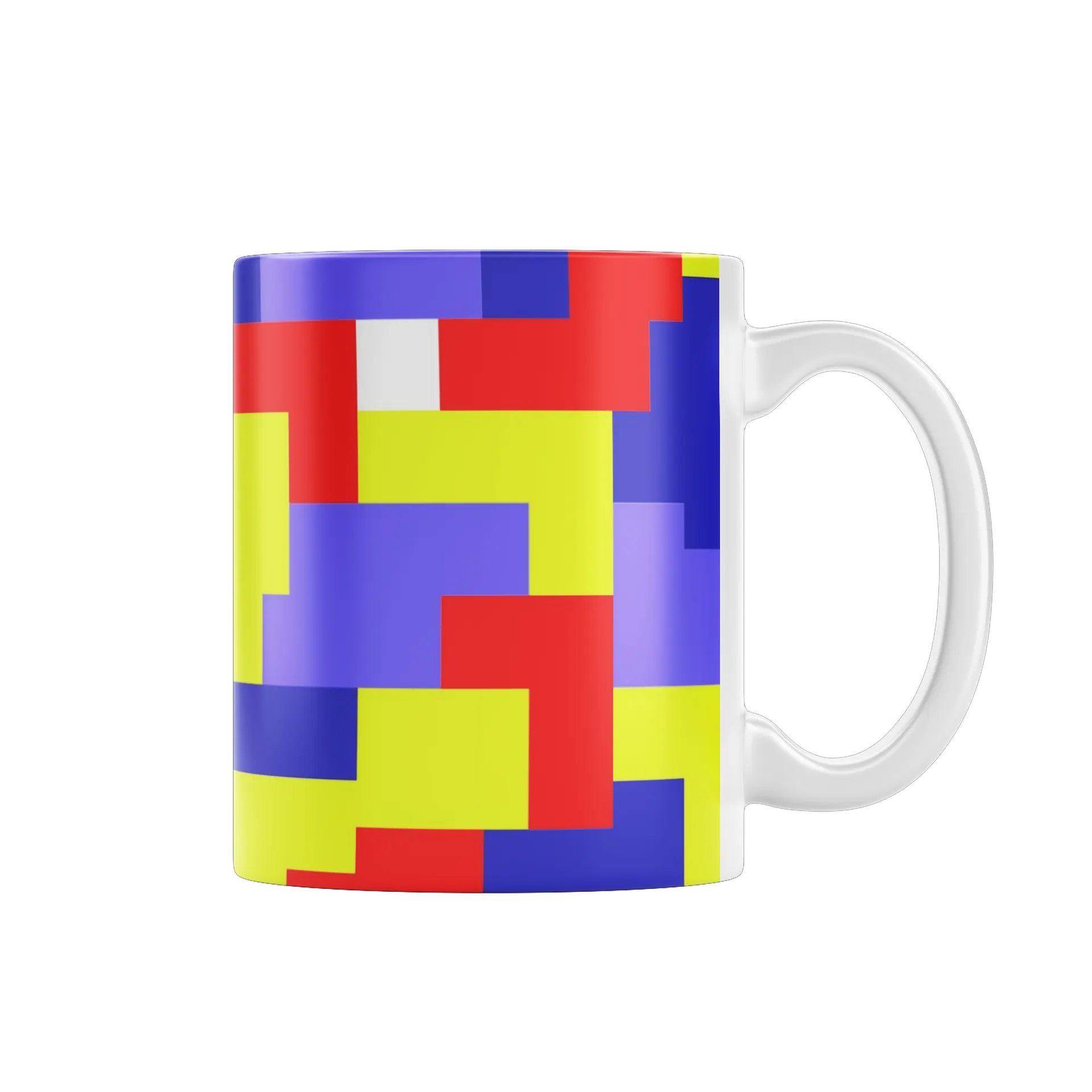 Caneca Porcelana Abstrata Cores Red, Amarelo e Azul 325ml - Imagem 1