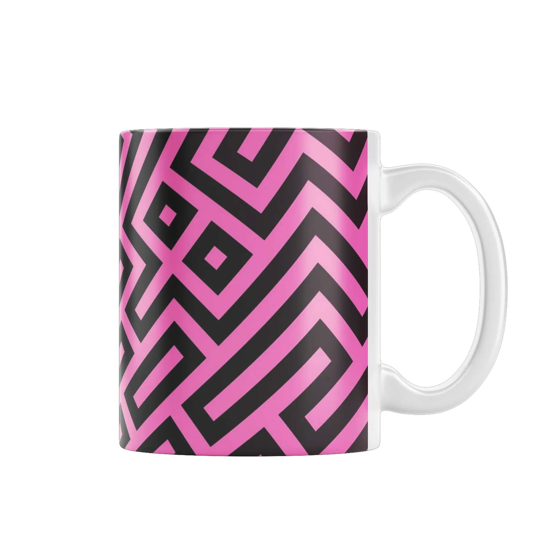 Caneca Padrão Estampa Geométrica Rosa Preto 325ml - Imagem 1