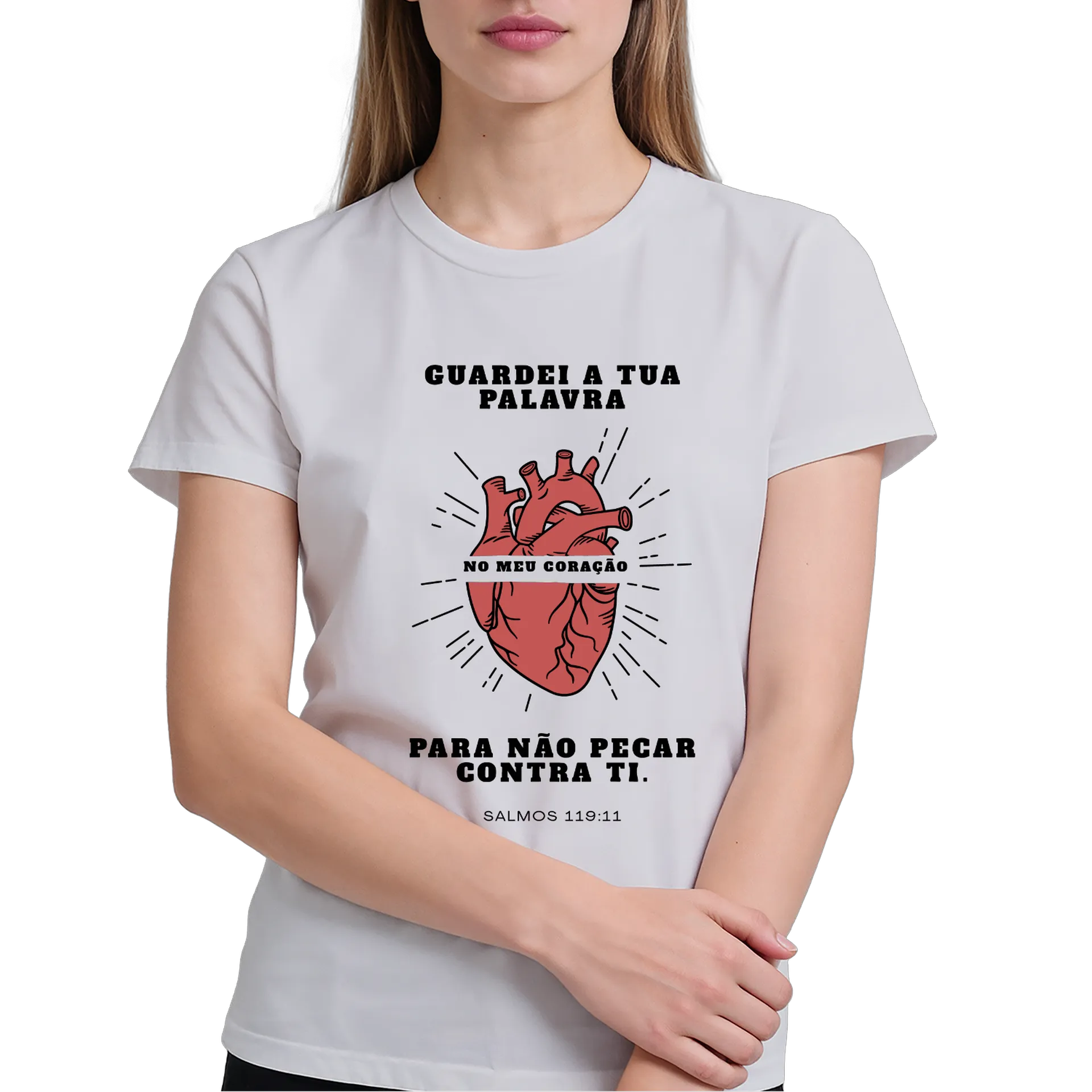 Camiseta Coração Vermelho Estampa Tipográfica 100% Algodão - Imagem 4