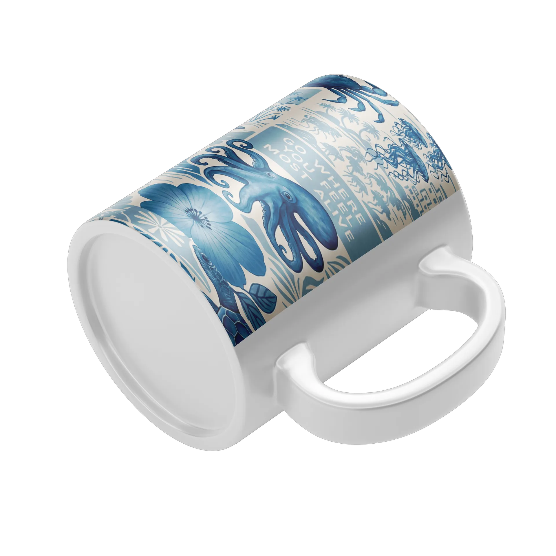 Caneca Porcelana Vida Marinha Azul 325mlda zaca - Imagem 4