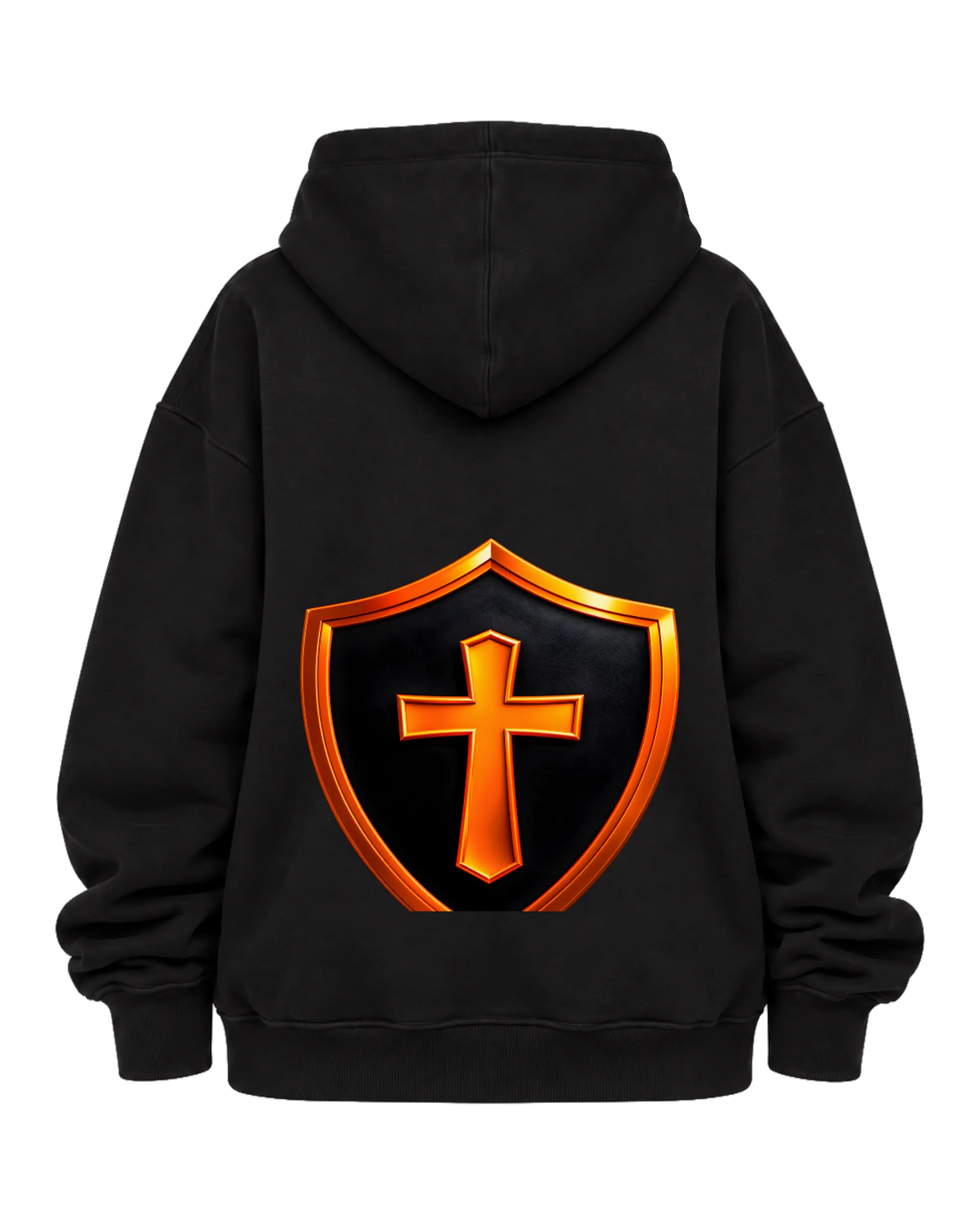 Blusa Moletom Canguru Escudo com Cruz Laranja e Preto de CryptosJhonny — imagem 6 de 6