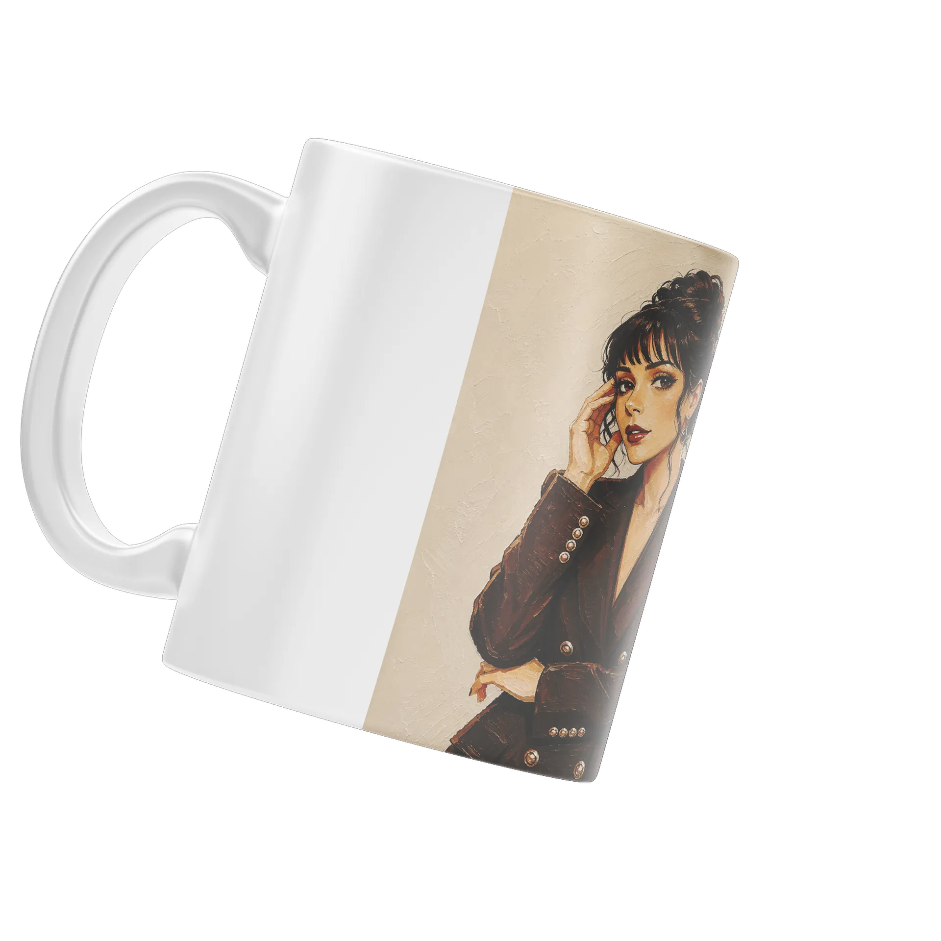 Caneca Cerâmica Ilustração Mulher Elegante 325ml - Imagem 4