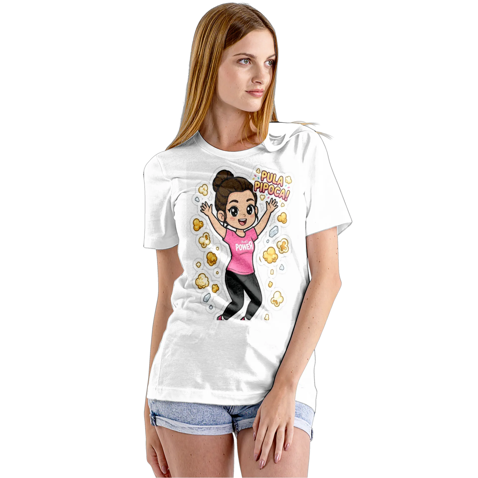 Camiseta Babylook Menina Cartoon Pipoca 100% Algodão - Imagem 5