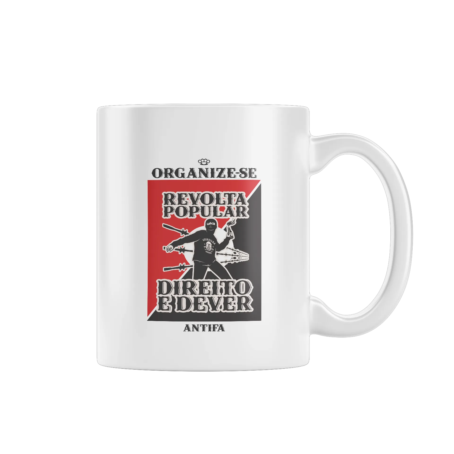 Caneca Porcelana Revolta Popular Antifa 325ml - Imagem 1