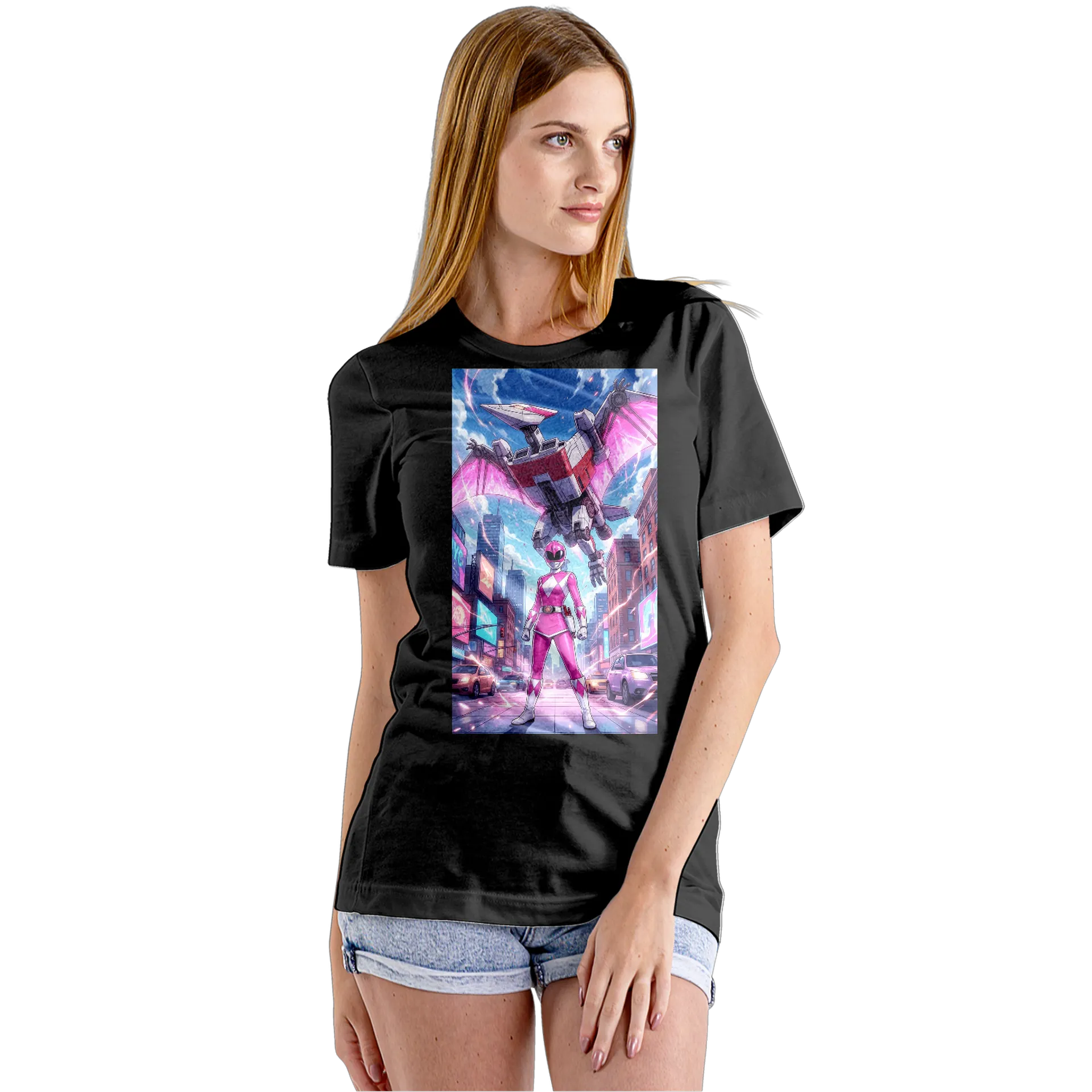 Camiseta Babylook Heroína de Capacete Rosa 100% Algodão - Imagem 5