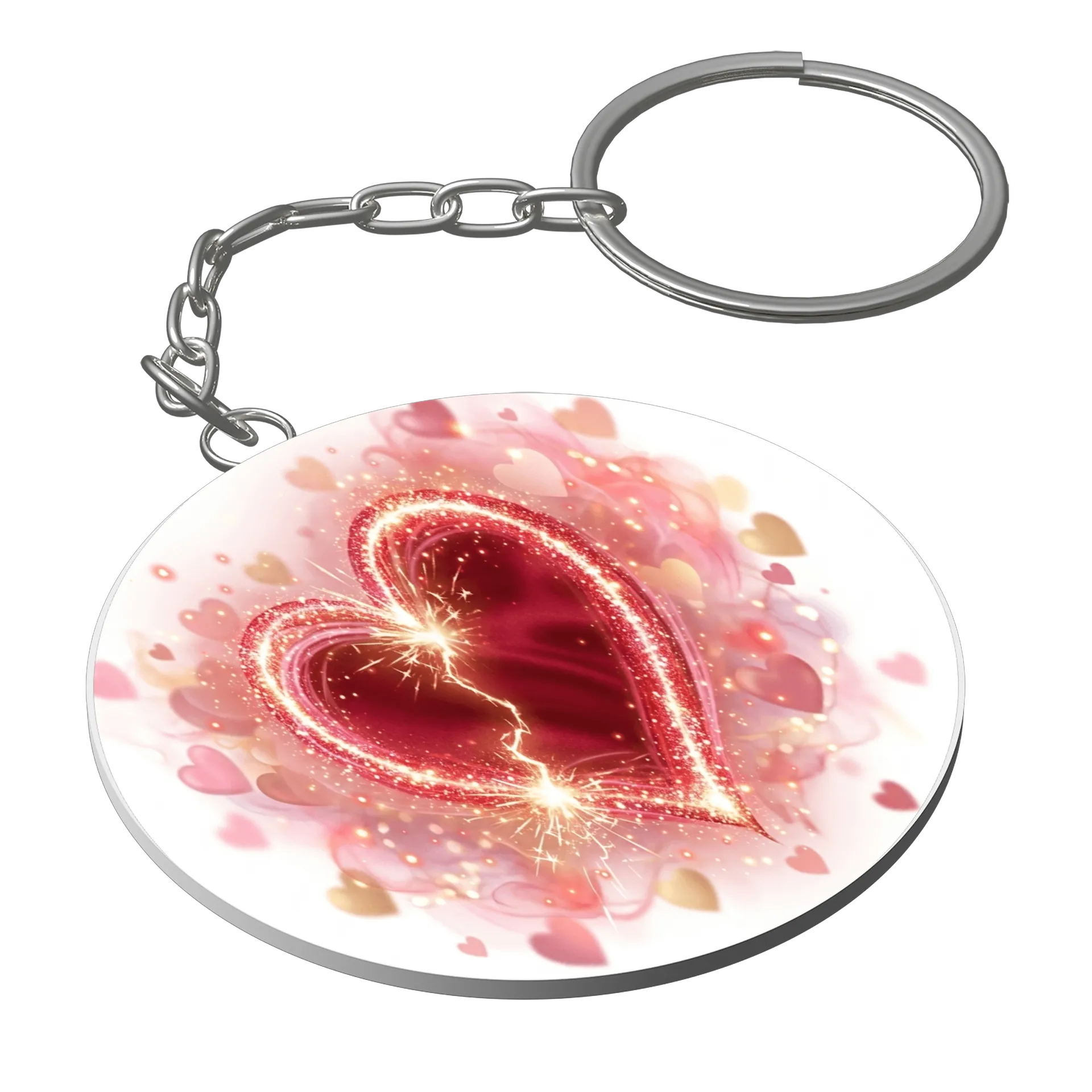 Chaveiro Coração Vermelho com Glitter MDF - Imagem 1