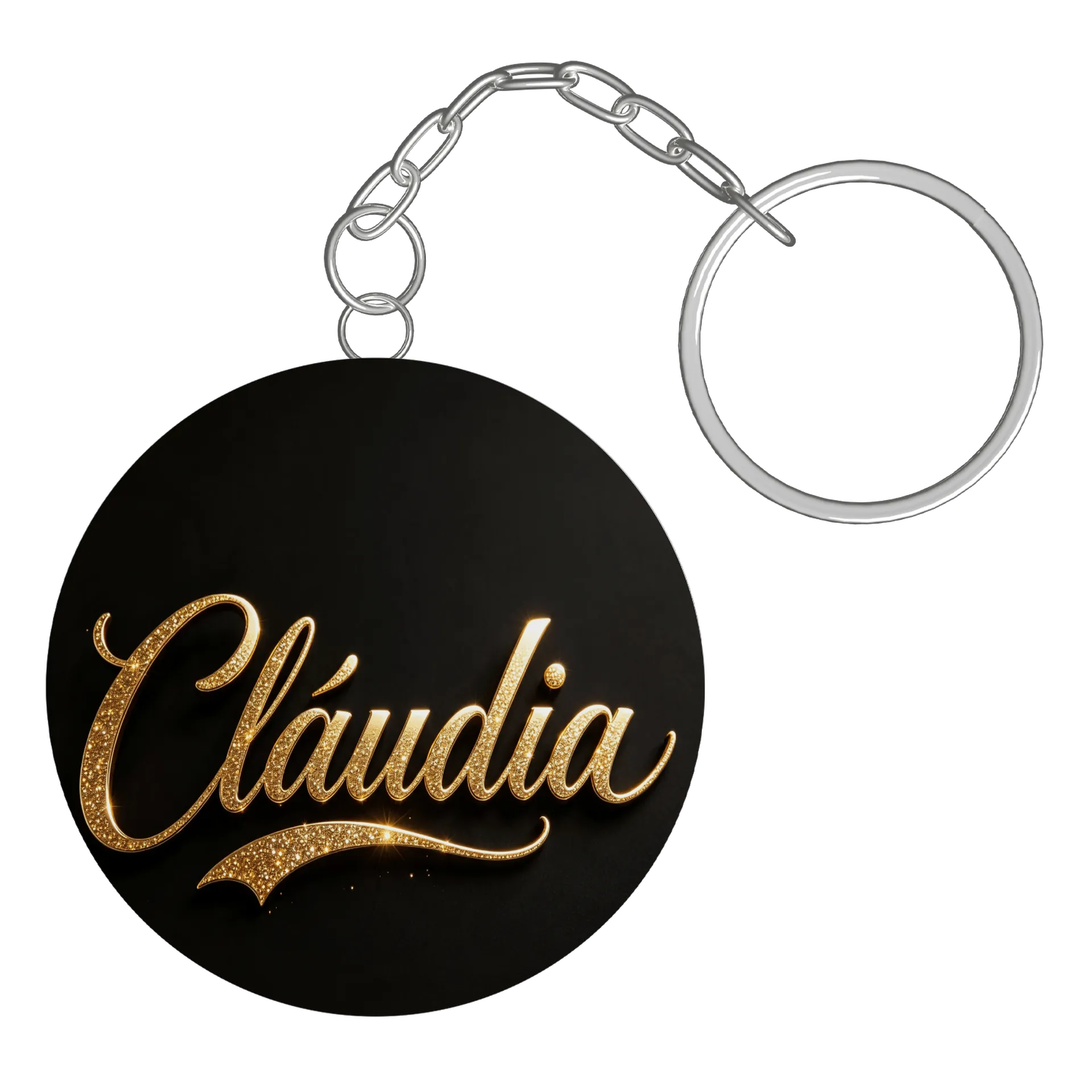 Chaveiro MDF Cláudia Estampa Letras Gliter - Imagem 2