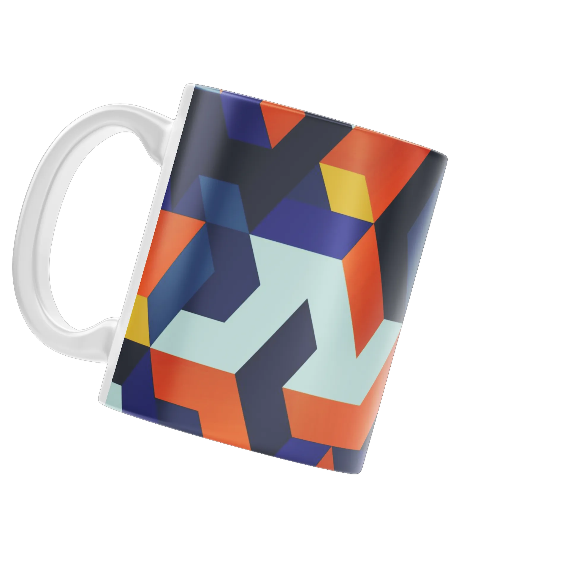 Caneca Estampa Geométrica Azul Laranja 325ml - Imagem 3