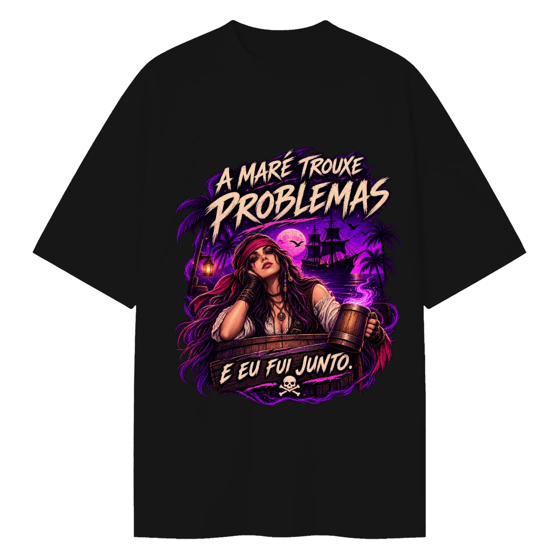 Camiseta Oversized "A Maré trouxe problemas" - Mulher - Imagem 1
