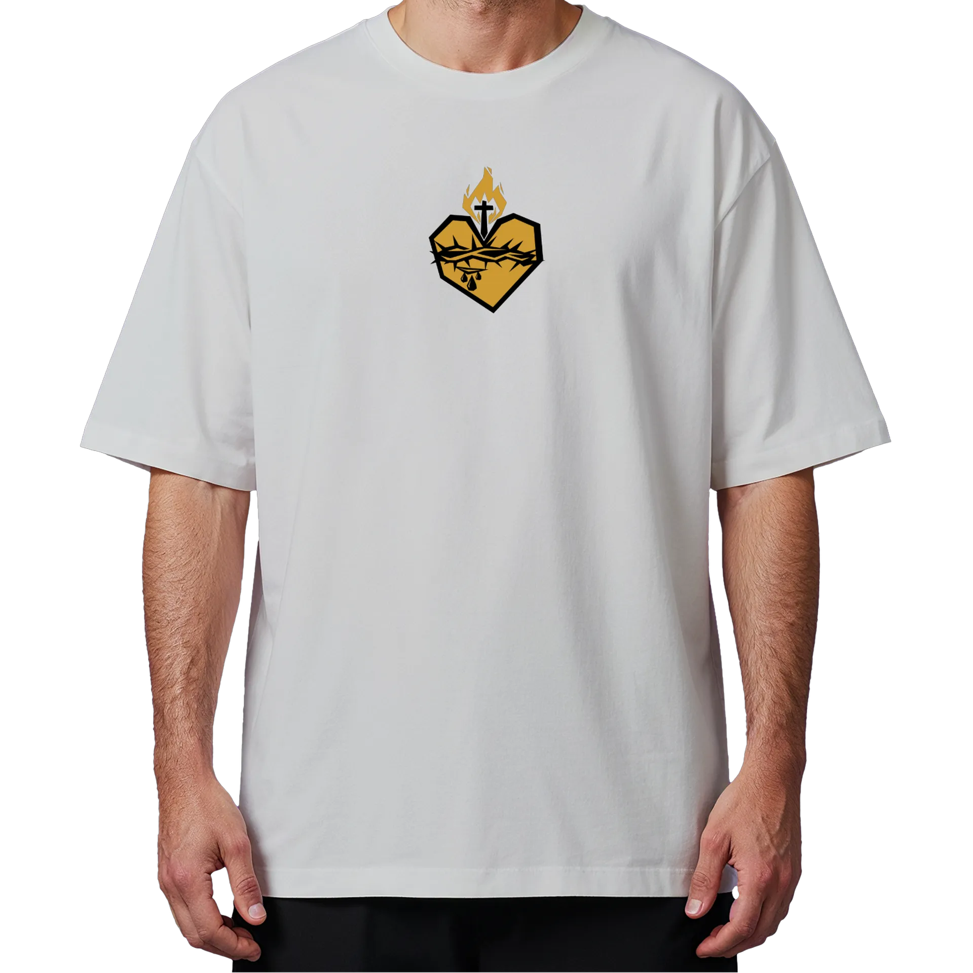 Camiseta Oversized - Sagrado Coração de Jesus - Dourado - Imagem 4