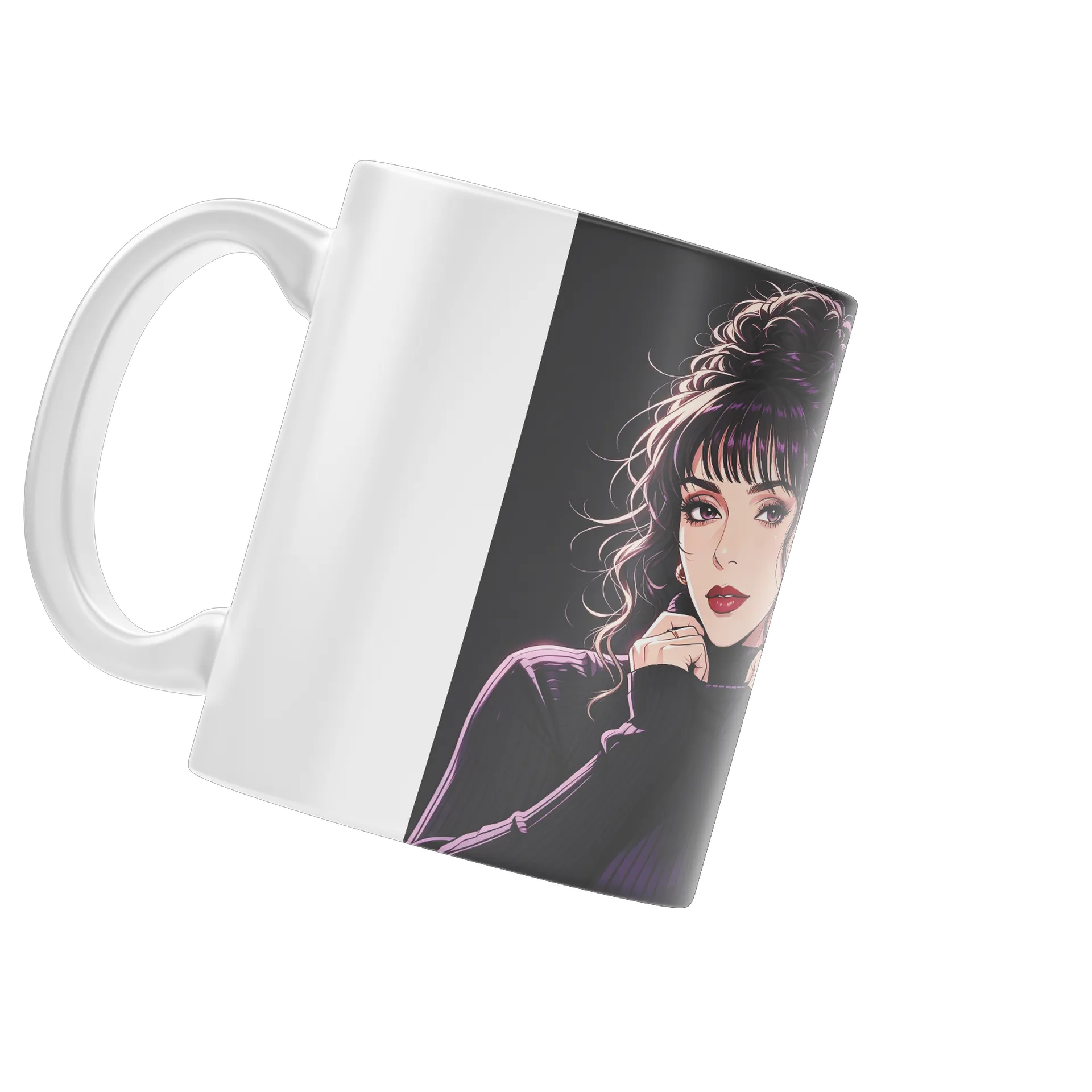 Caneca Porcelana Retrô Mulher Estampa Ilustrativa 325ml - Imagem 4
