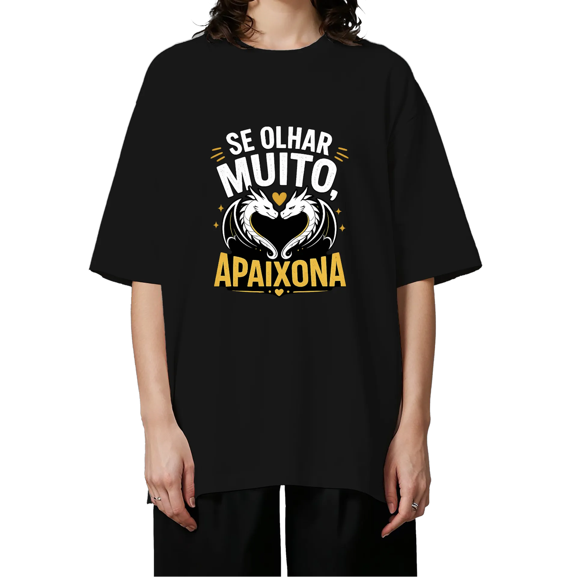 Camiseta Oversized Dragões Apaixonados 100% Algodão - Imagem 3
