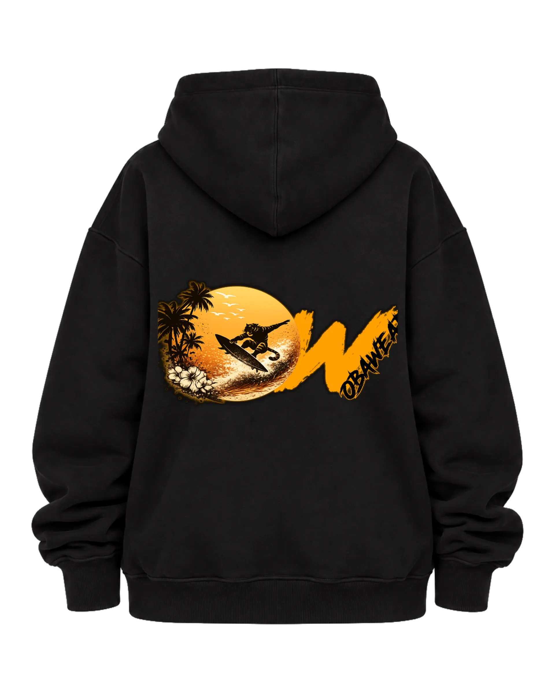 Blusa Moletom Estampa Surf Sunset com Canguru Preto - Imagem 6