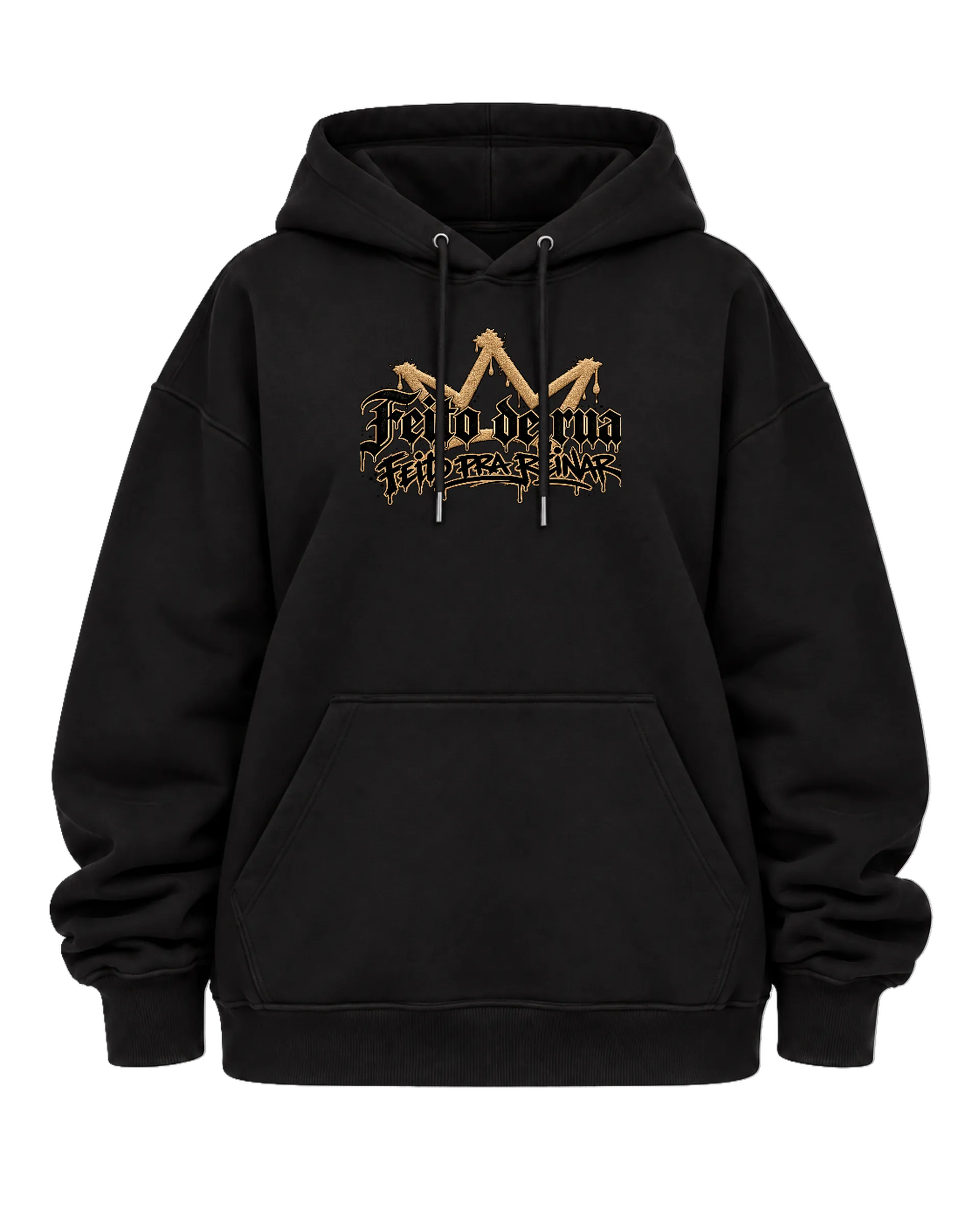 Blusa Moletom Canguru Estampa Tipográfica Dourada de Feito - Imagem 5