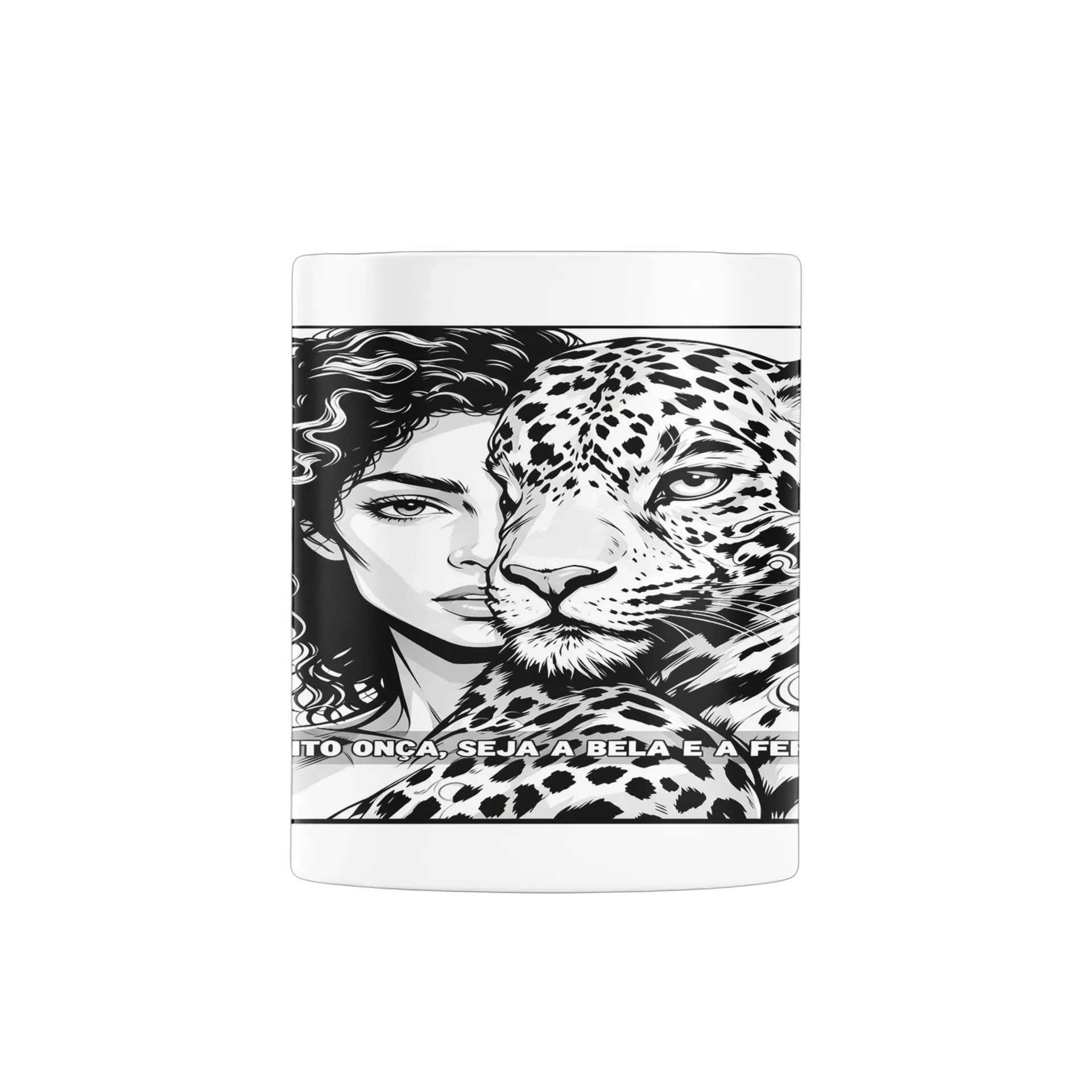 Caneca Branco Leopardos Gato inspirado 325ml - Imagem 3