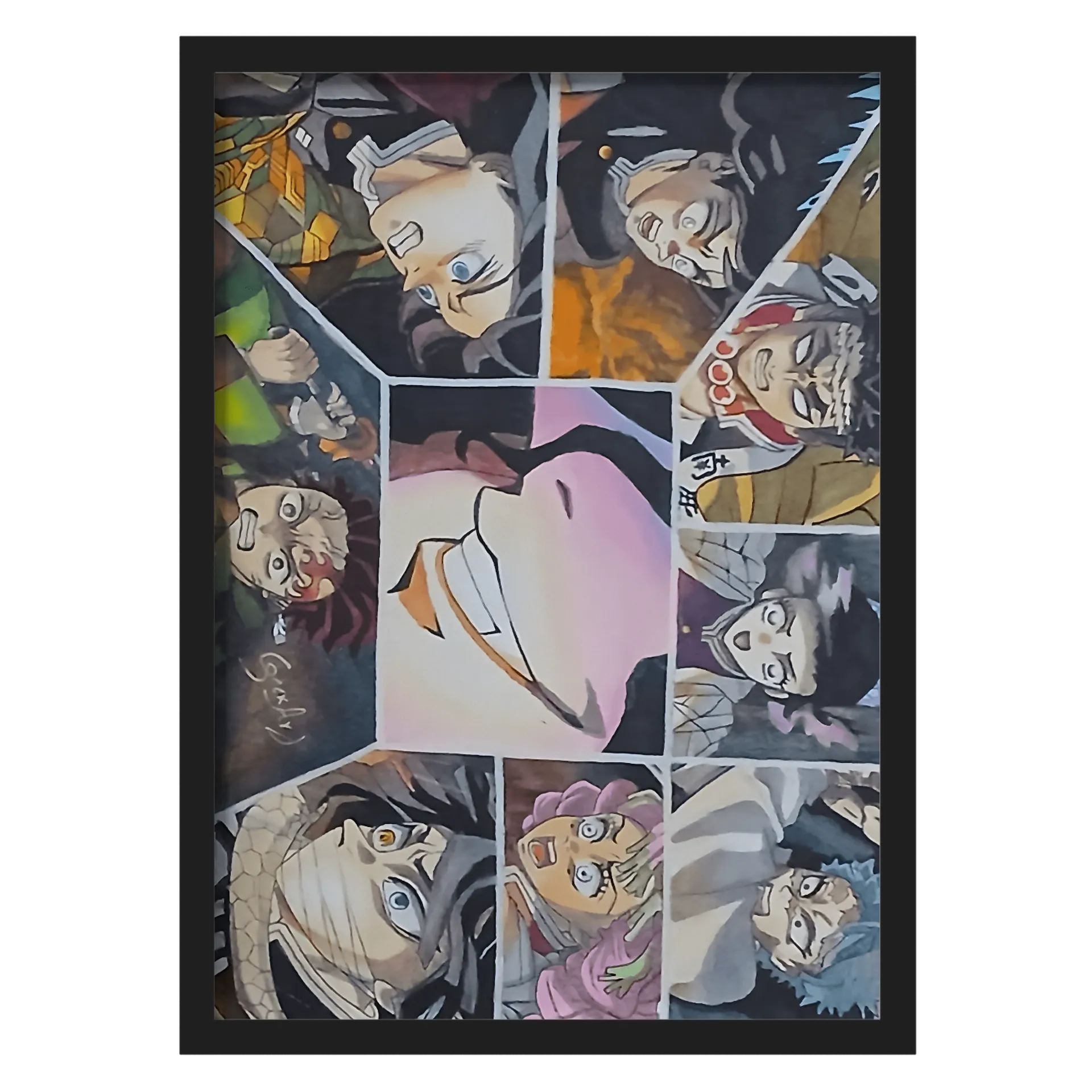 Quadro Colagem de Personagens Anime A3 com Vidro de Geek Art — imagem 1 de 3