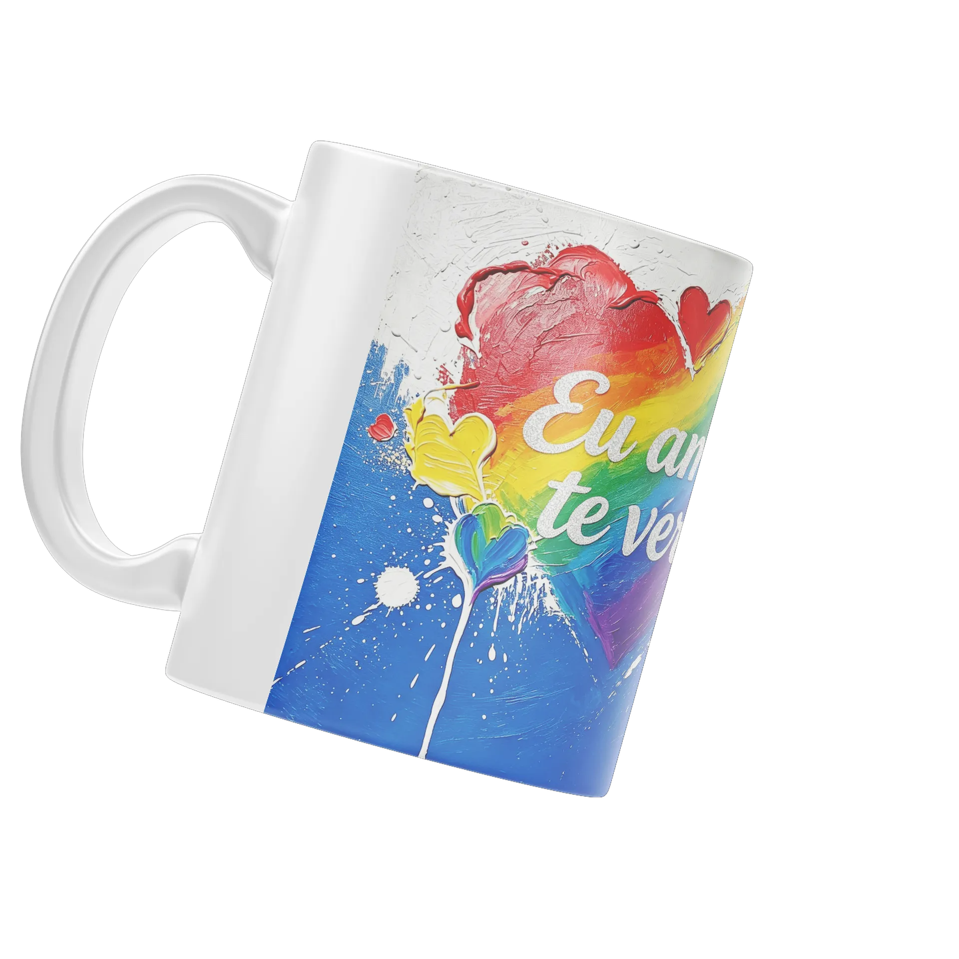Caneca Porcelana Coração Colorido 325ml - Imagem 4