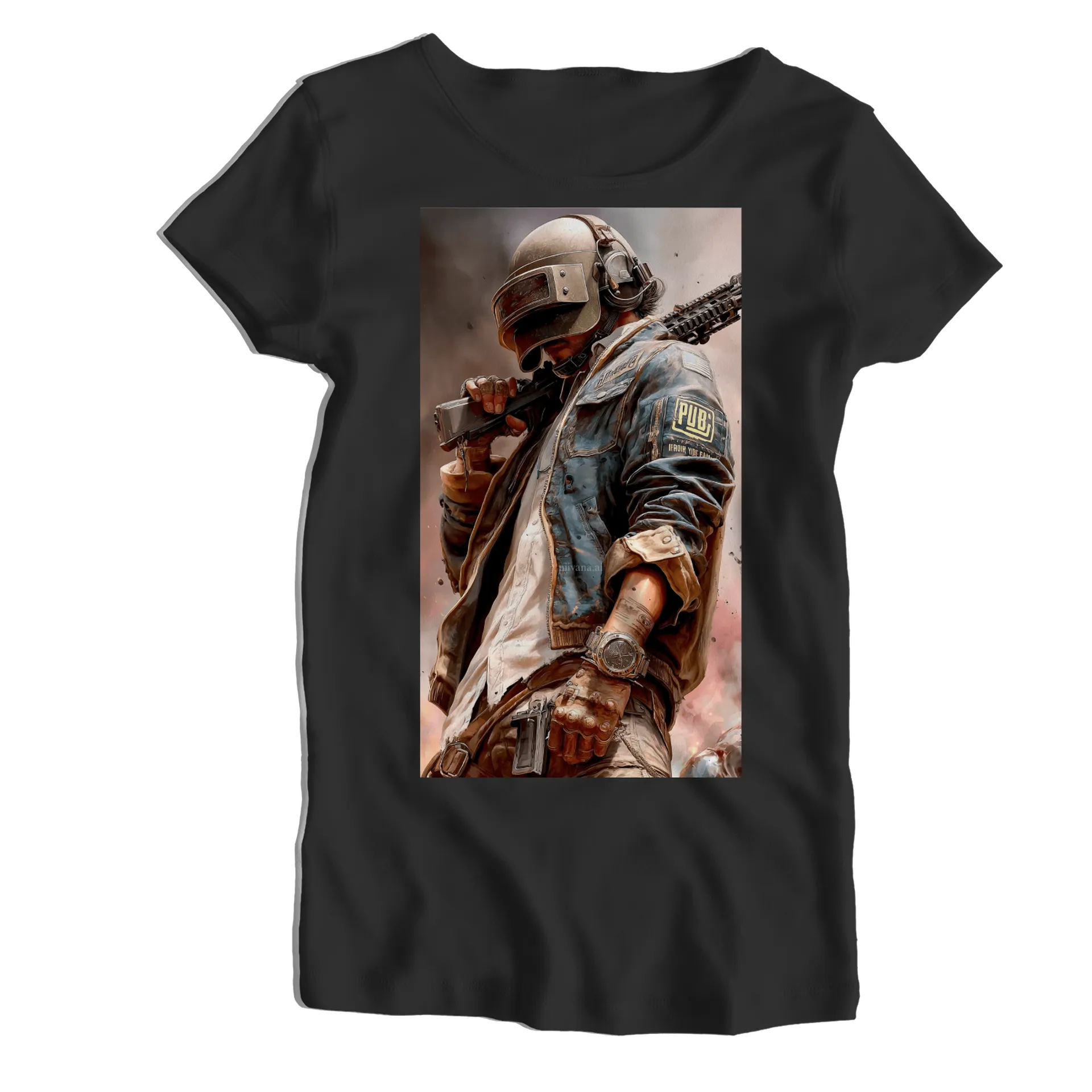 Camiseta Babylook Personagem PUBG Armado 100% Algodão - Imagem 1