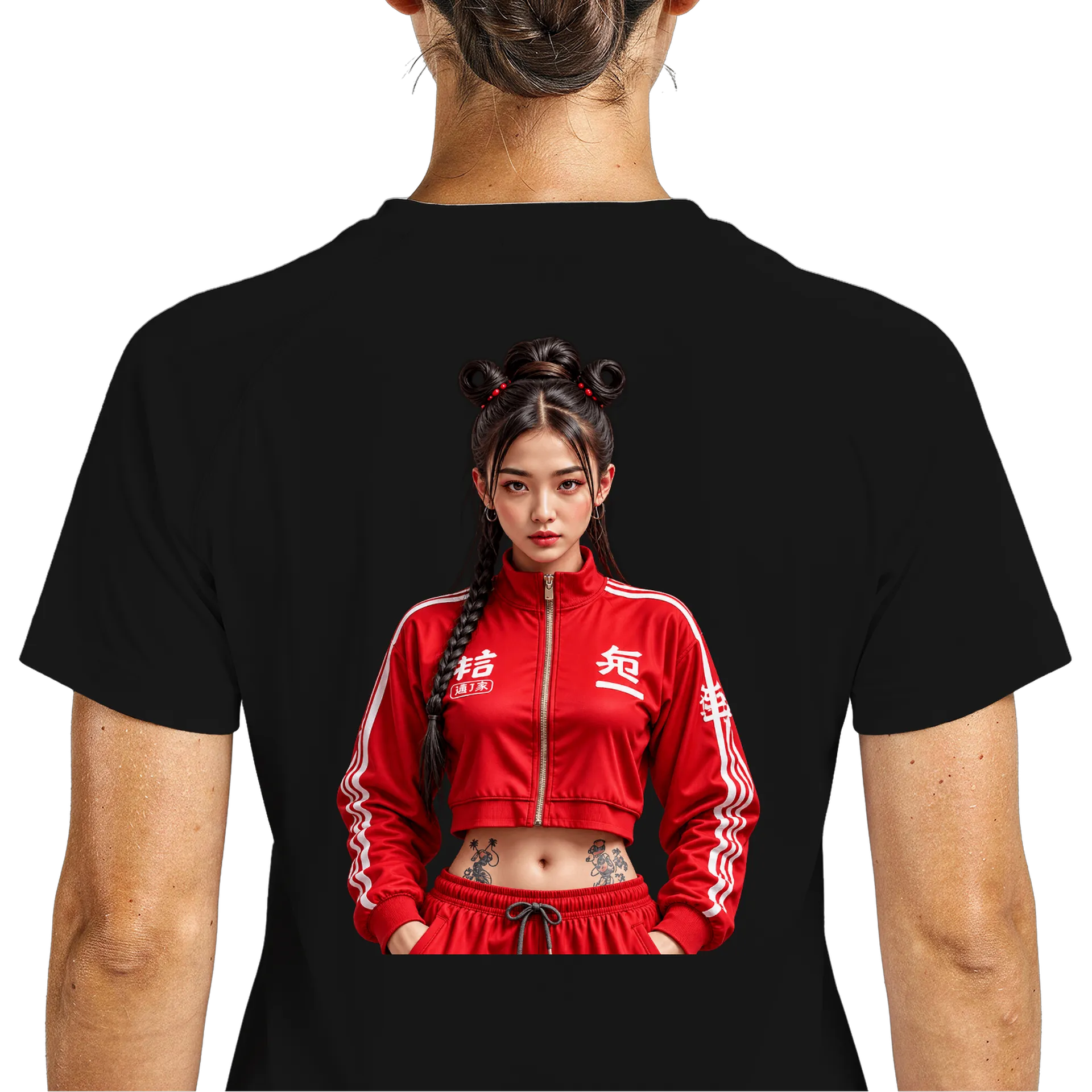 Camiseta Dry Fit Retrato Feminino Jaqueta Vermelha Esportiva - Imagem 5