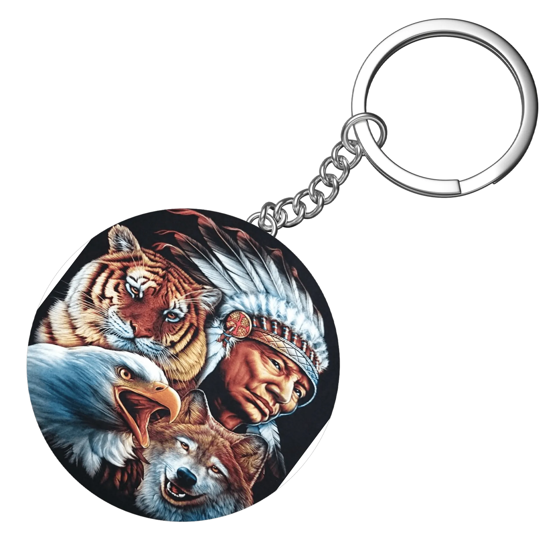 Chaveiro personalizado Índio, Tigre, Lobo e Águia  de Lopes Estampas Clássicas  — imagem 3 de 3