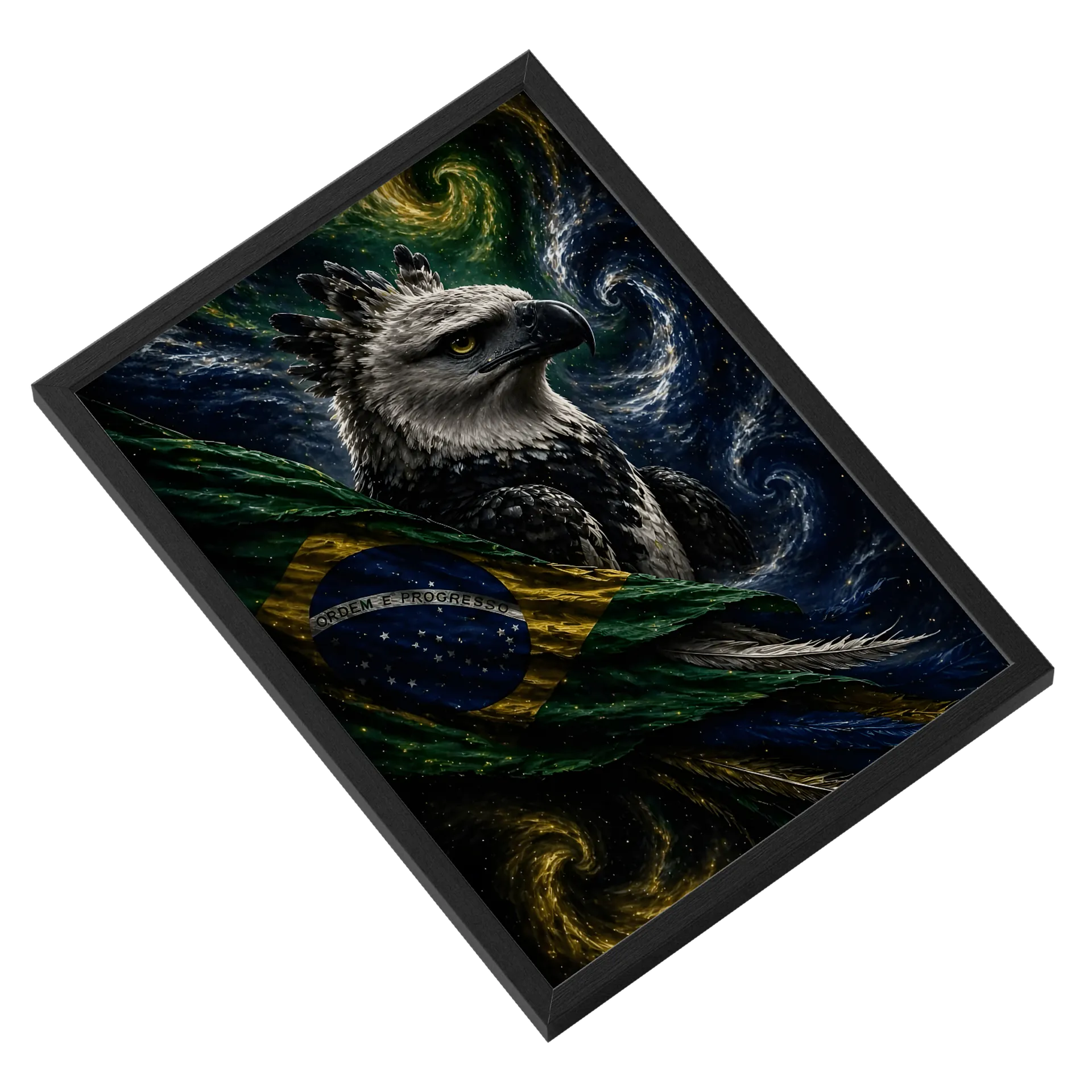 Quadro Águia Realista Bandeira do Brasil A3 com Vidro - Imagem 2