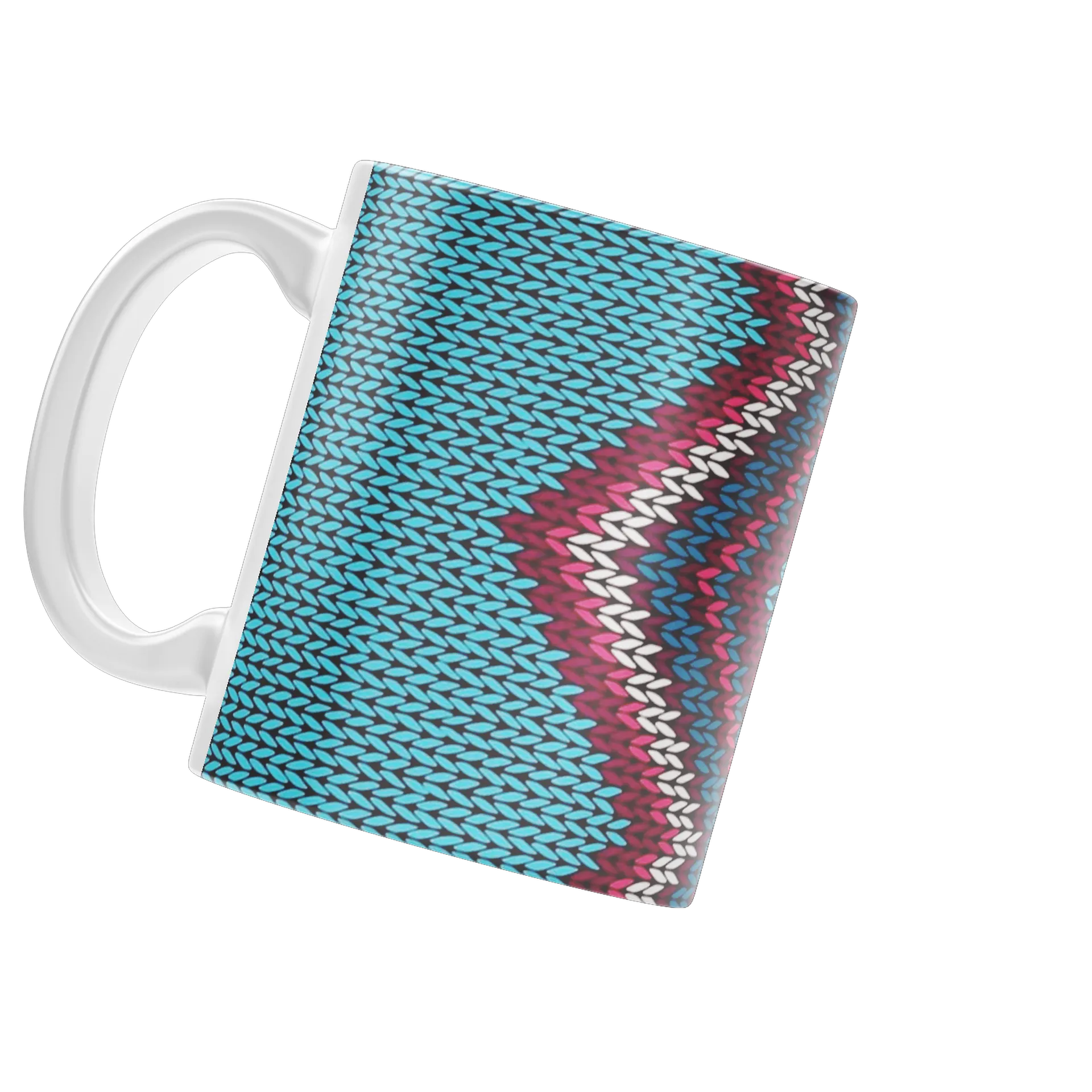 Caneca Porcelana Estampa Tribal Azul Rosa 325ml - Imagem 3