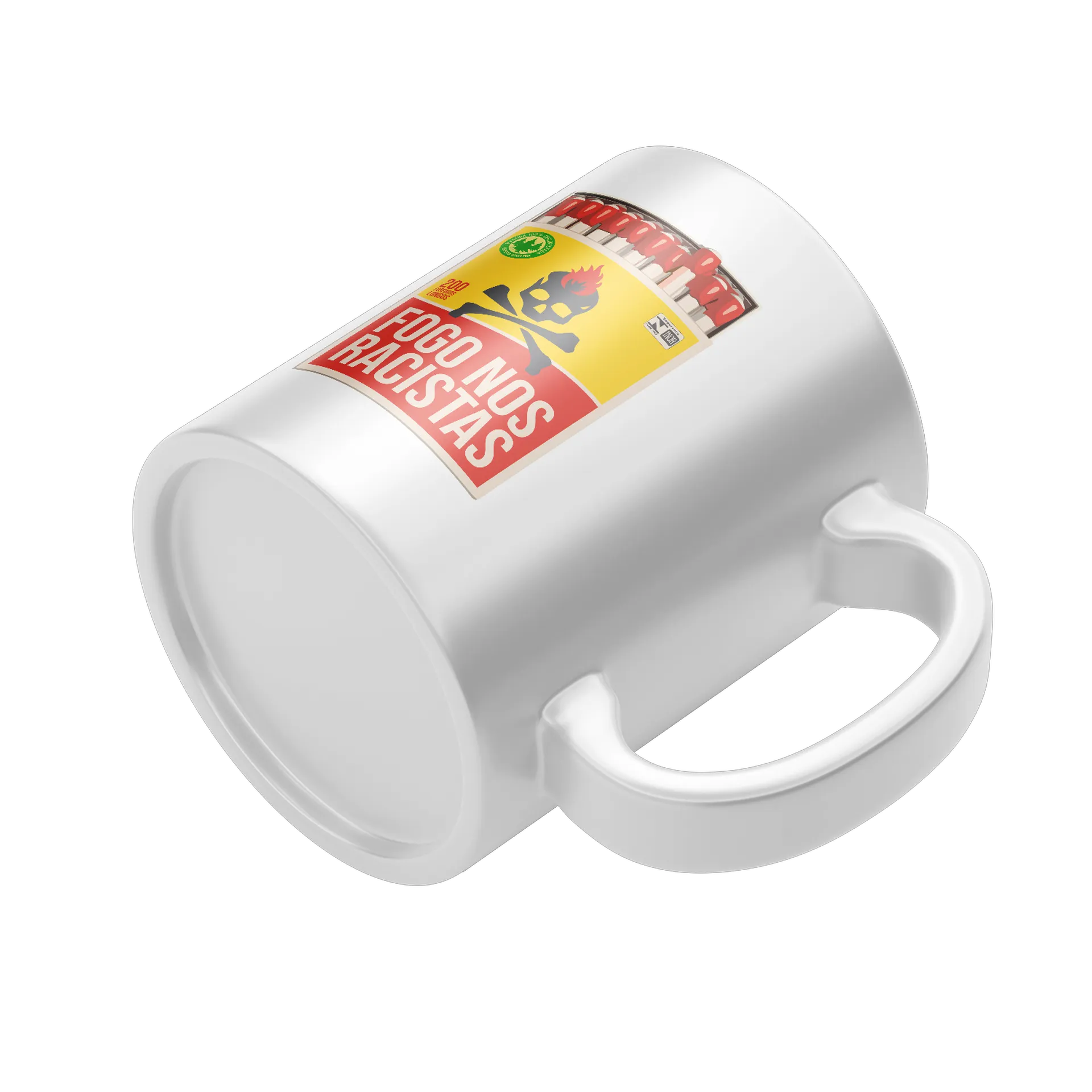 Caneca Porcelana Estampa Fogo Nos Racistas 325ml - Imagem 4