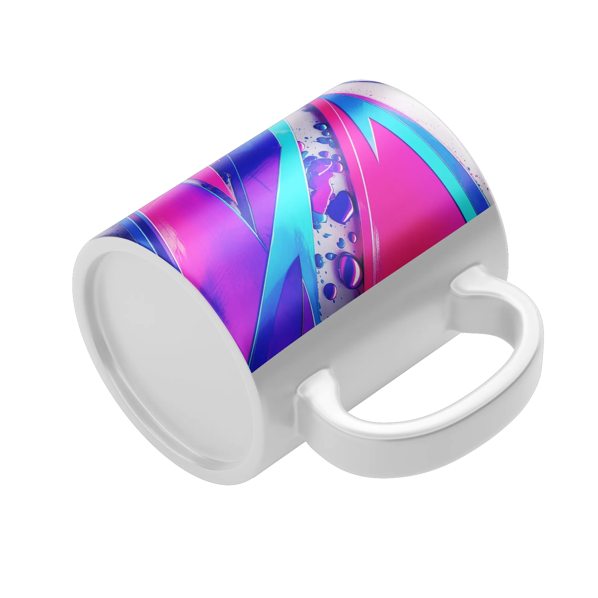 Caneca Abstrata Geométrica Rosa Azul e Roxa 325ml - Imagem 4