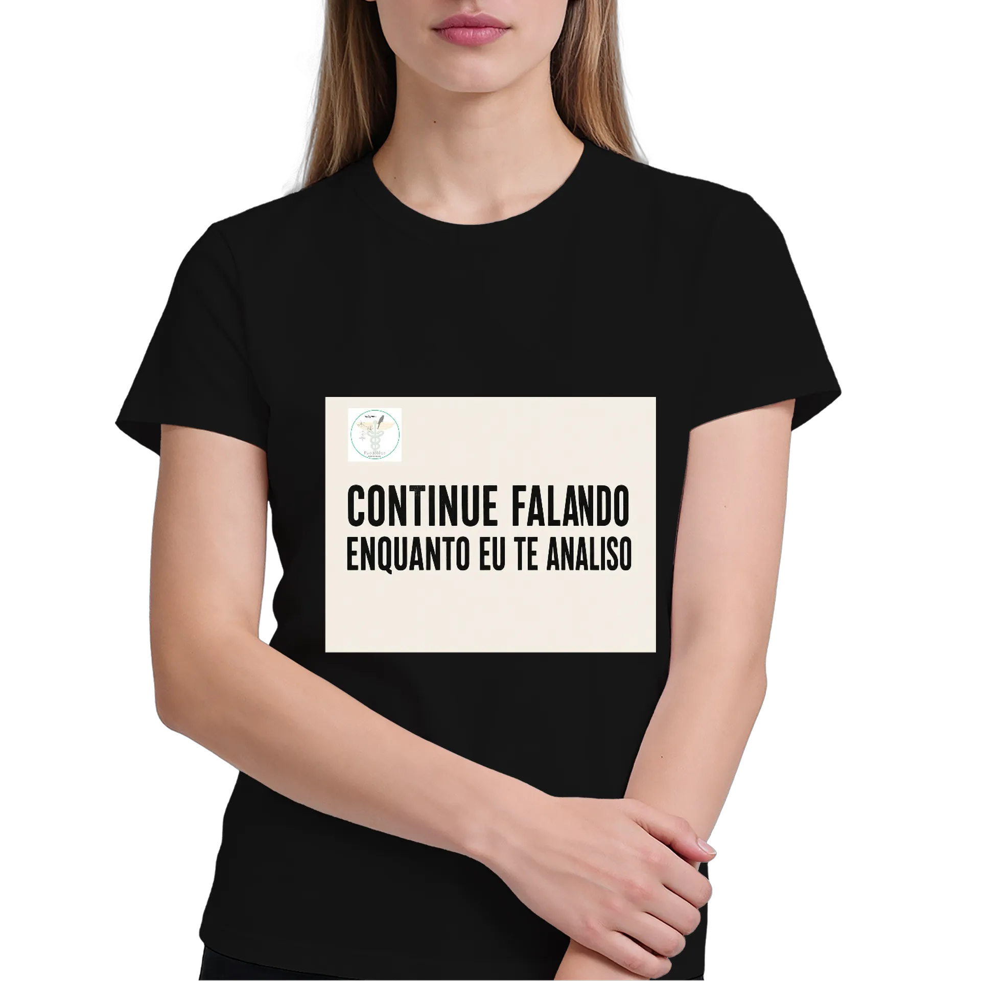 Camiseta Frase Continue Falando 100% Algodão Preto - Imagem 4