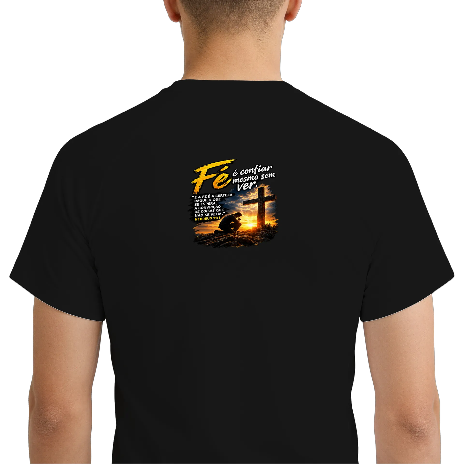 Camiseta Dry Fit Estampa Fé Cruz e Oração 100% Poliéster de Clube do Rafael Ungido  — imagem 6 de 6