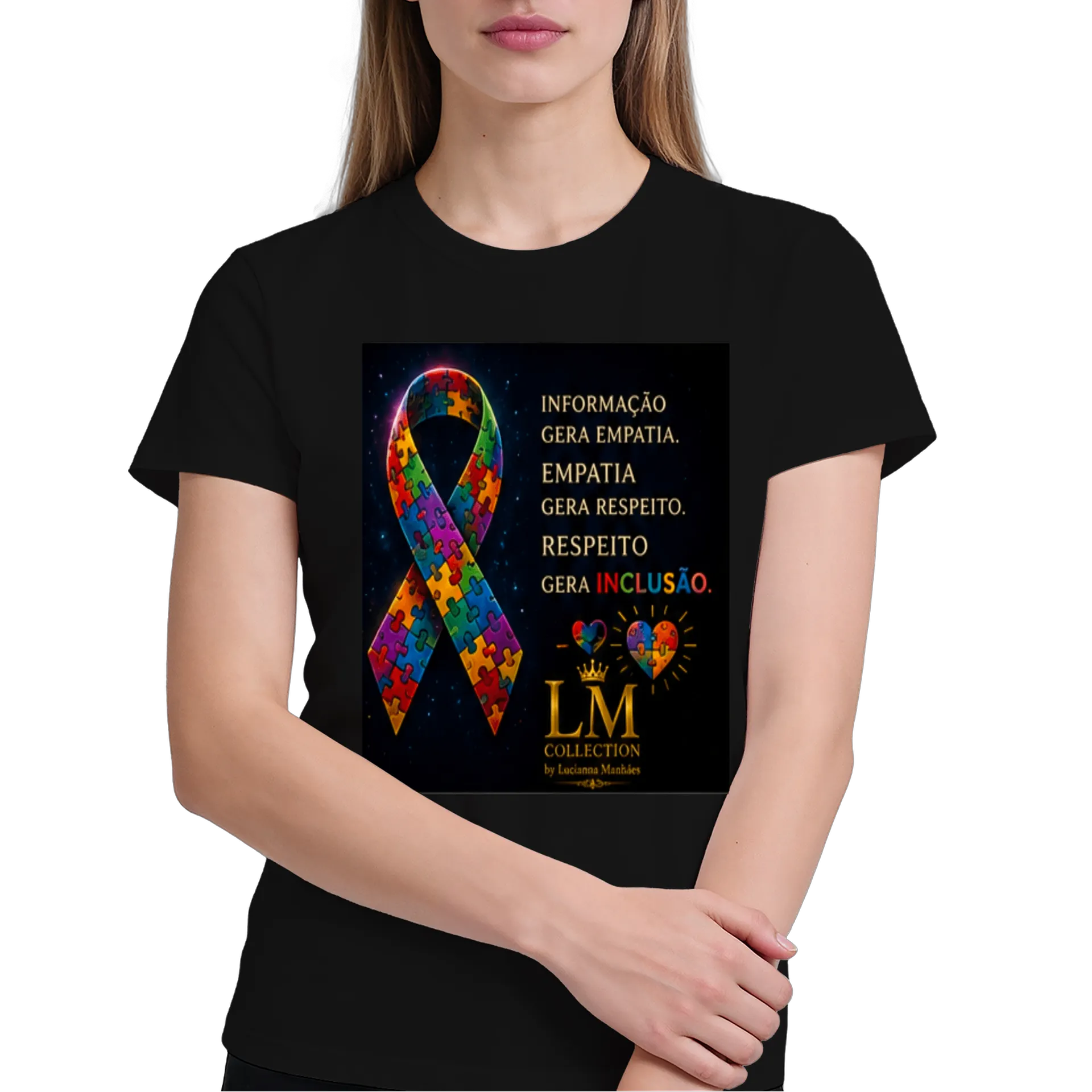 Camiseta Estampa Quebra-Cabeça Colorido 100% Algodão - Imagem 4