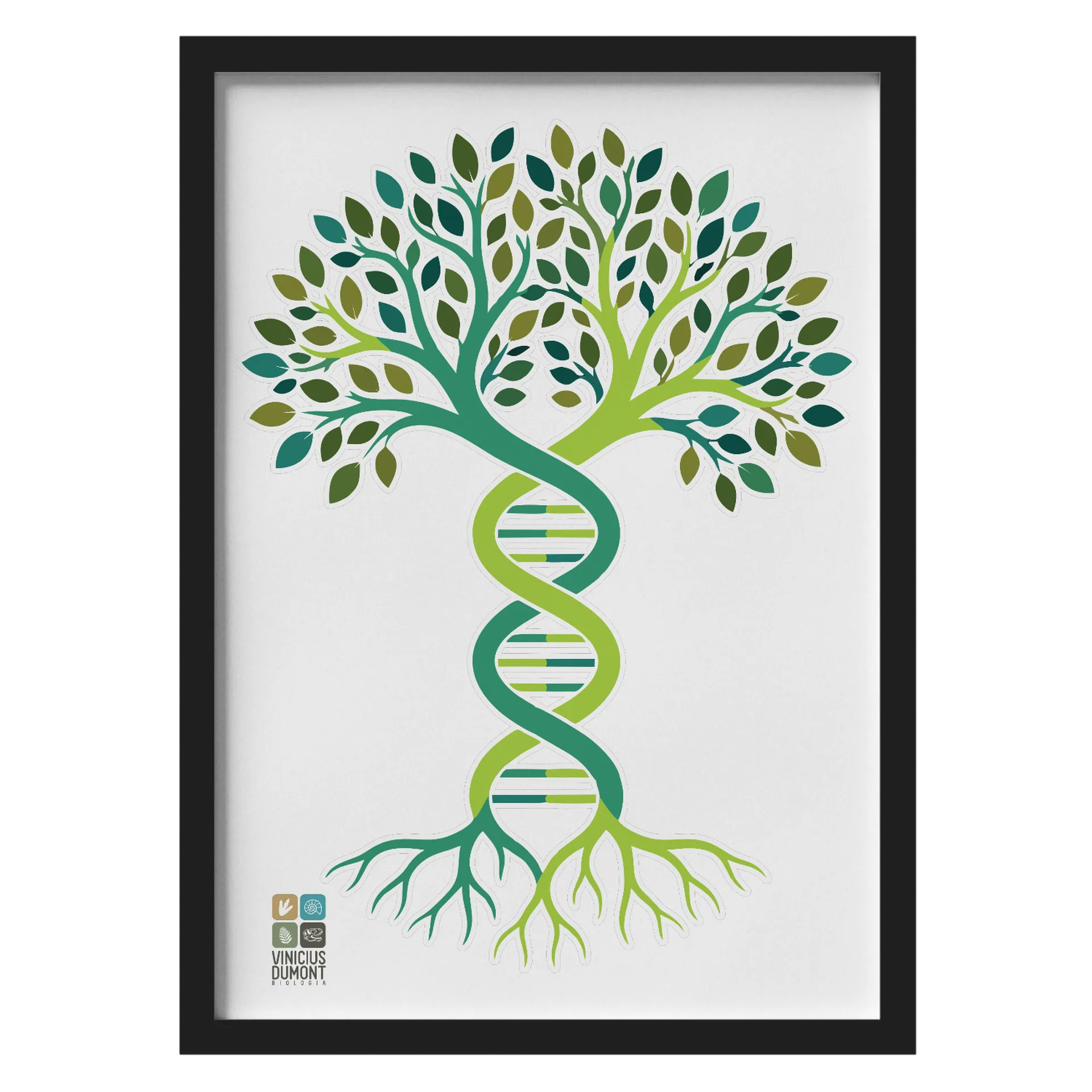 Quadro Árvore fida de DNA Verde A3 MDF e Vidro - Imagem 1