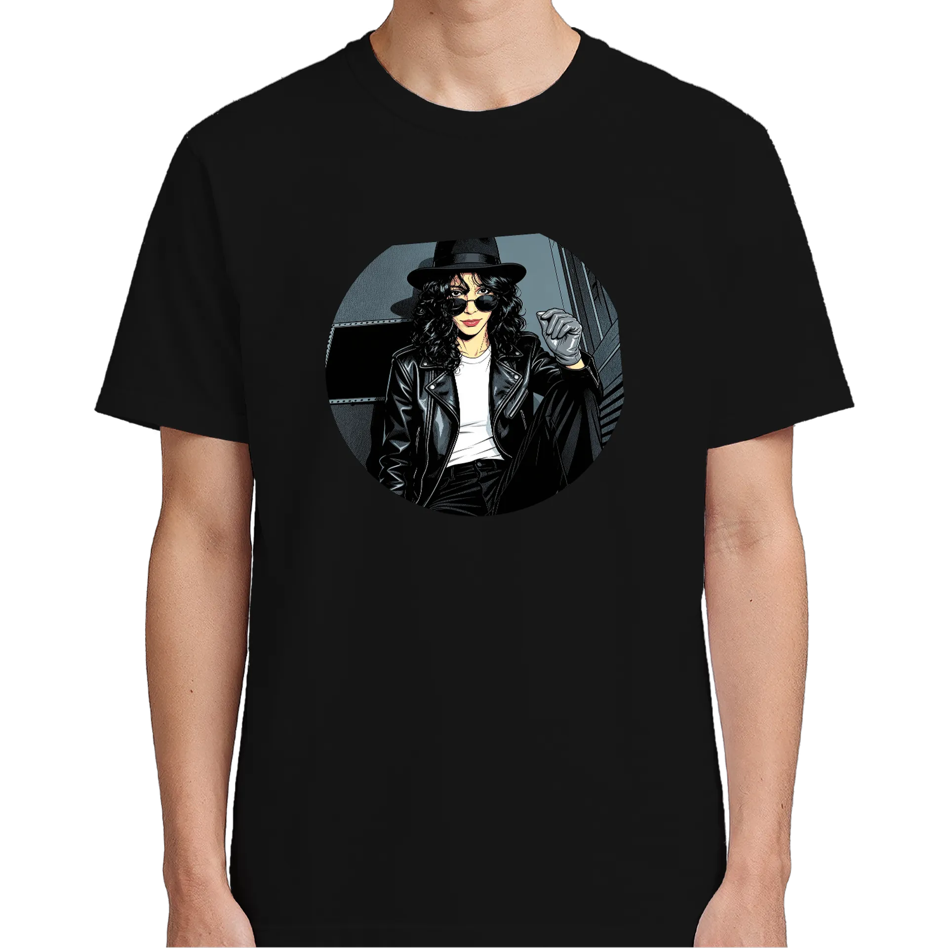 Camiseta Estampa Mulher com Óculos Preto 100% Algodão - Imagem 5