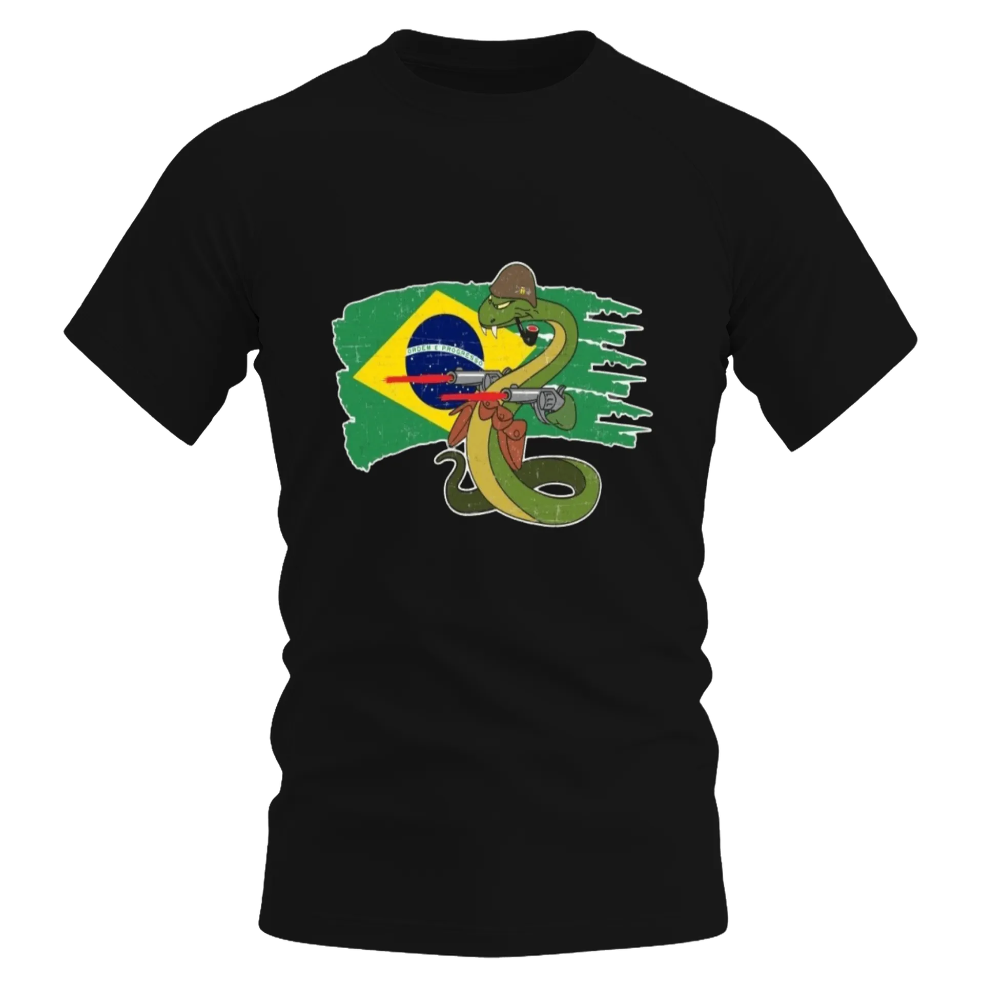 Camiseta Dry Fit Cobra Cartunesca Bandeira do Brasil Vintage - Imagem 1