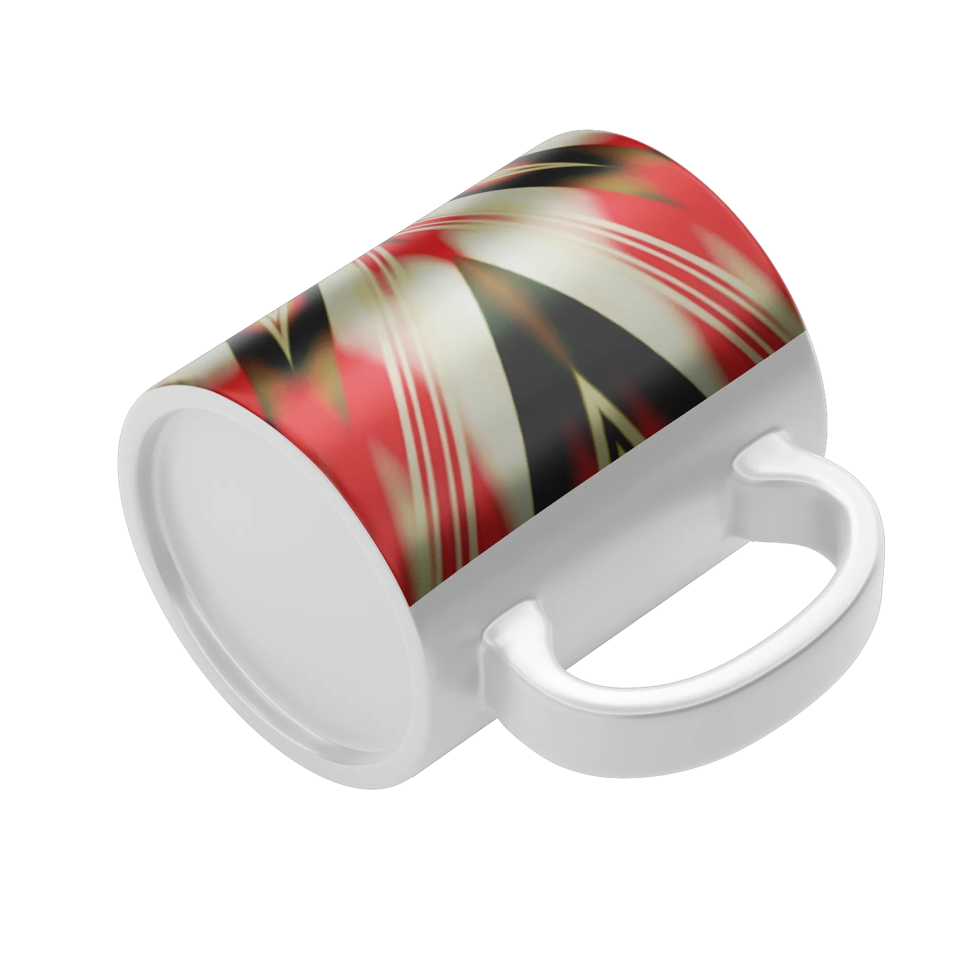 Caneca Porcelana Estampa Kaleidoscópio Vermelho Branco 325ml - Imagem 4
