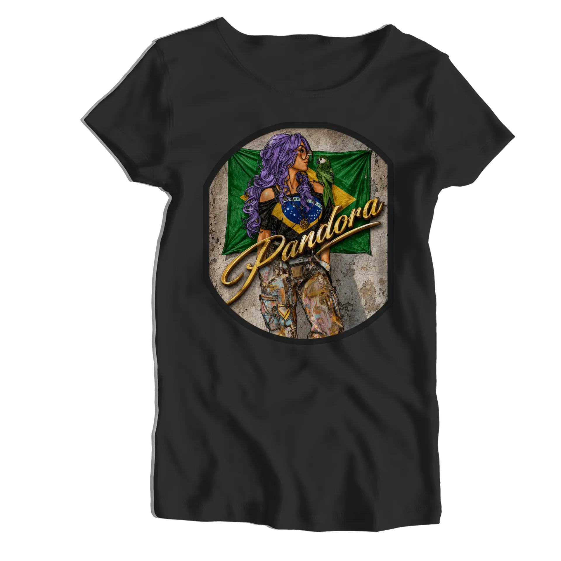 Camiseta Babylook Estampa Pandora Brasil 100% Algodão - Imagem 1