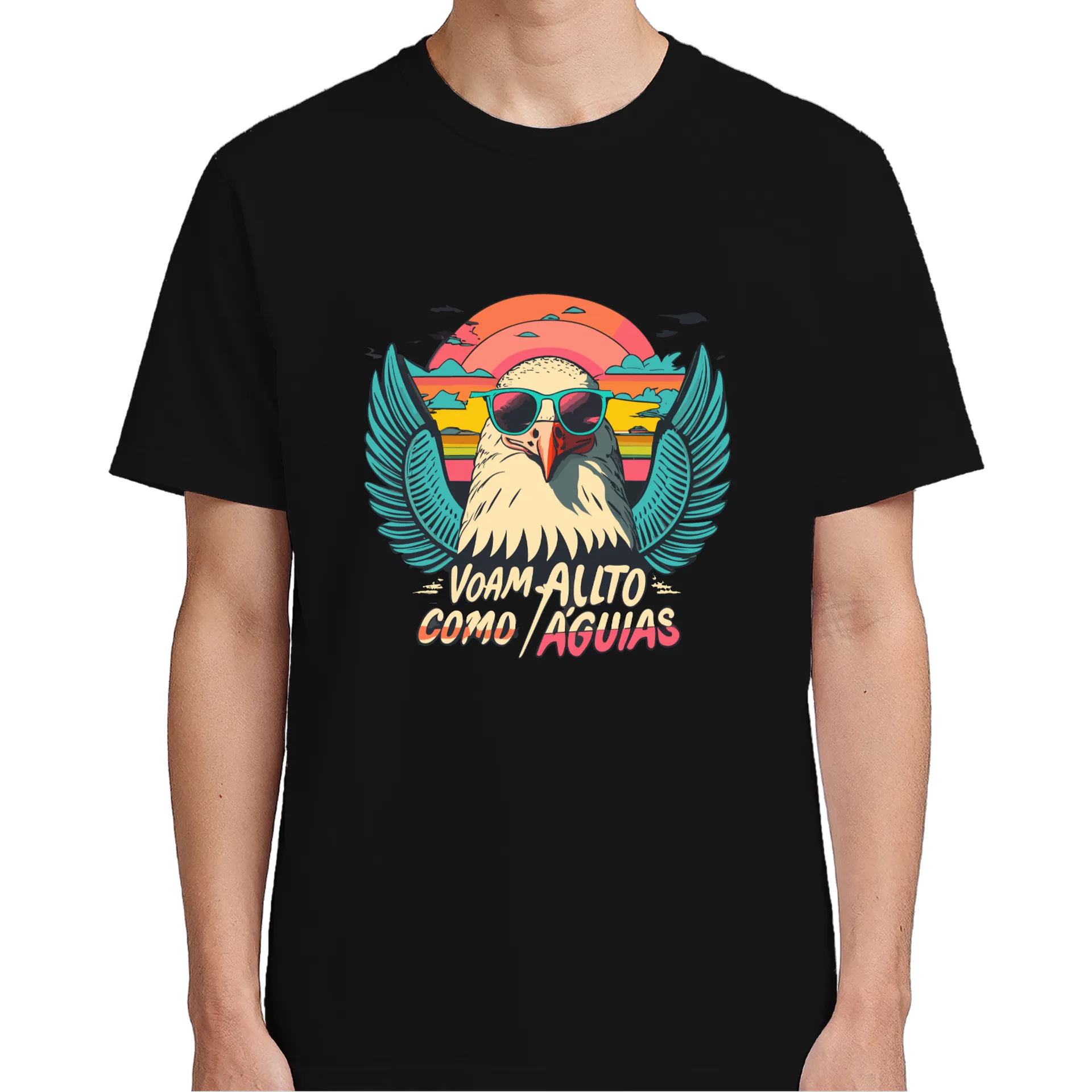 Camiseta Águia com Óculos Estampa Colorida 100% Algodão - Imagem 5