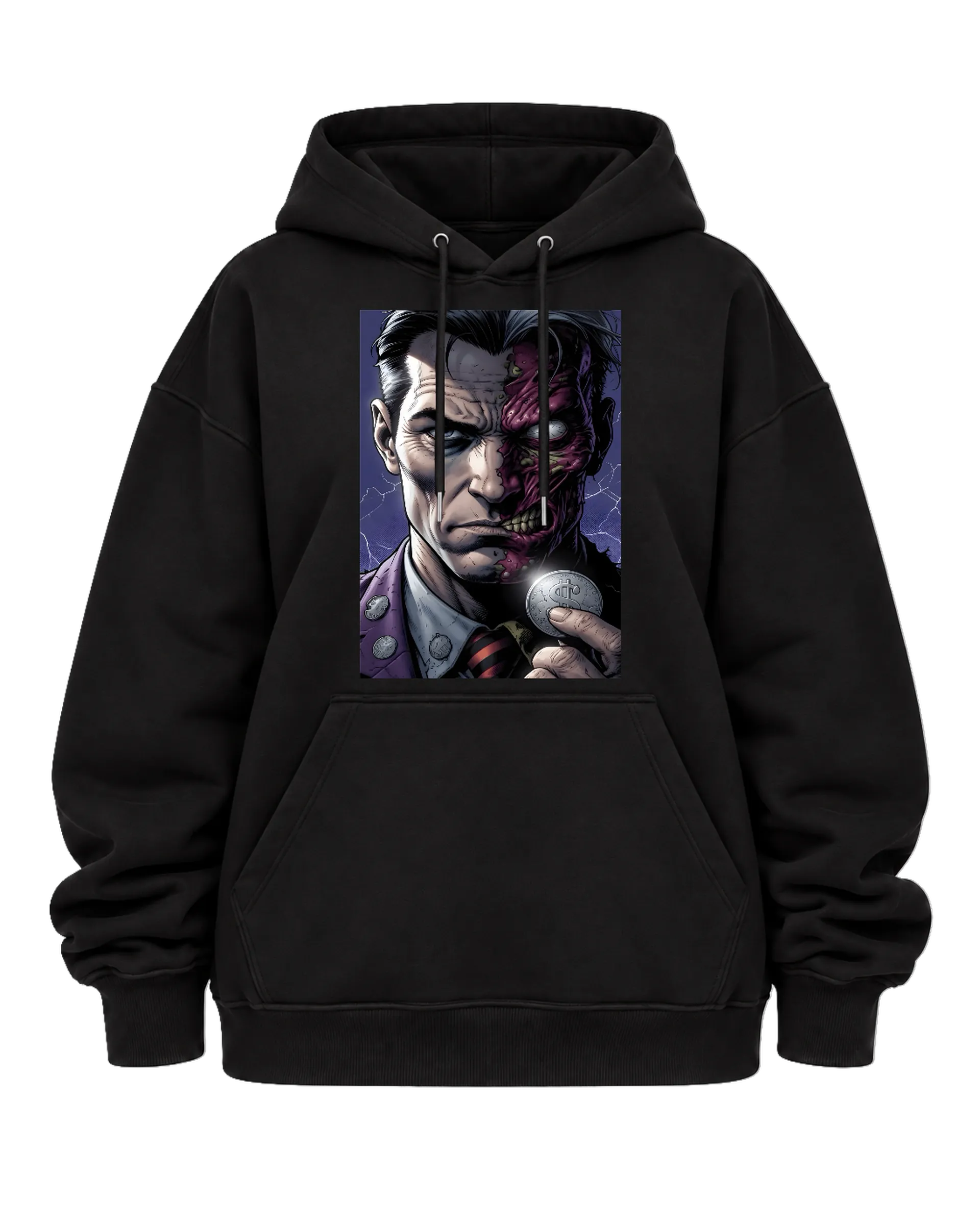 Blusa Moletom Rosto Metade Humano Metade Zumbi em Cartoon - Imagem 5