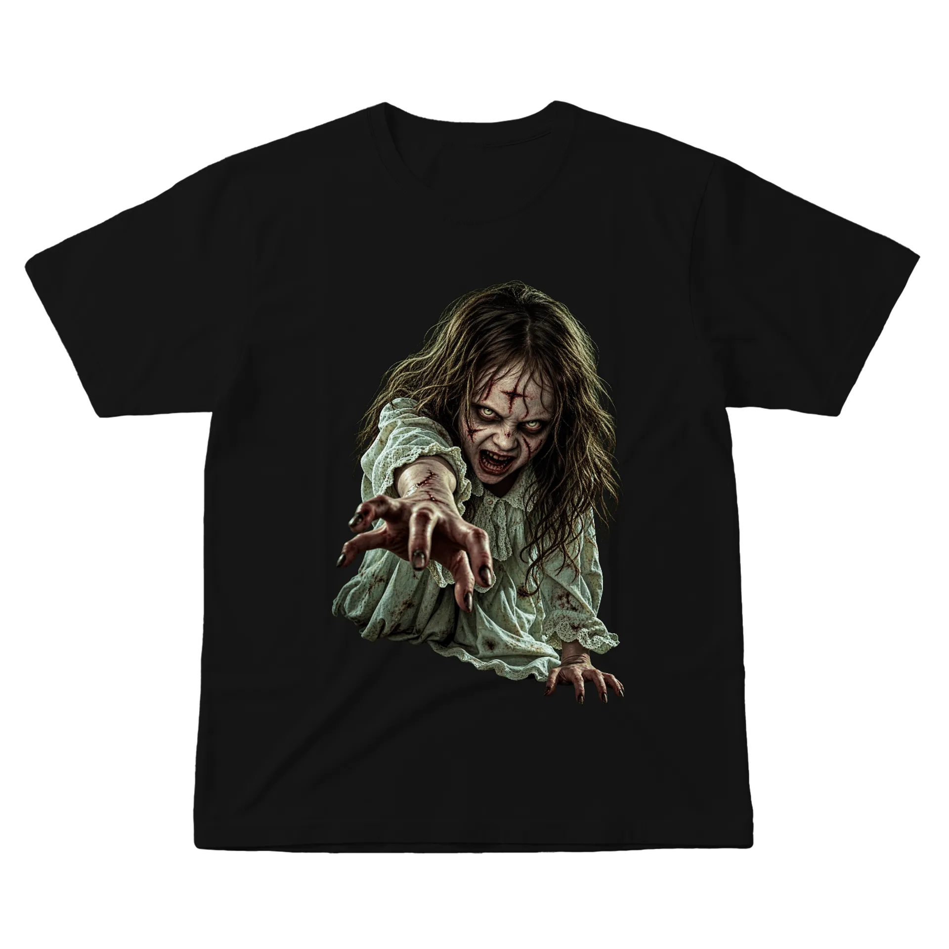 Camiseta Menina Possuída — Horror Clássico 100% Algodão - Imagem 1