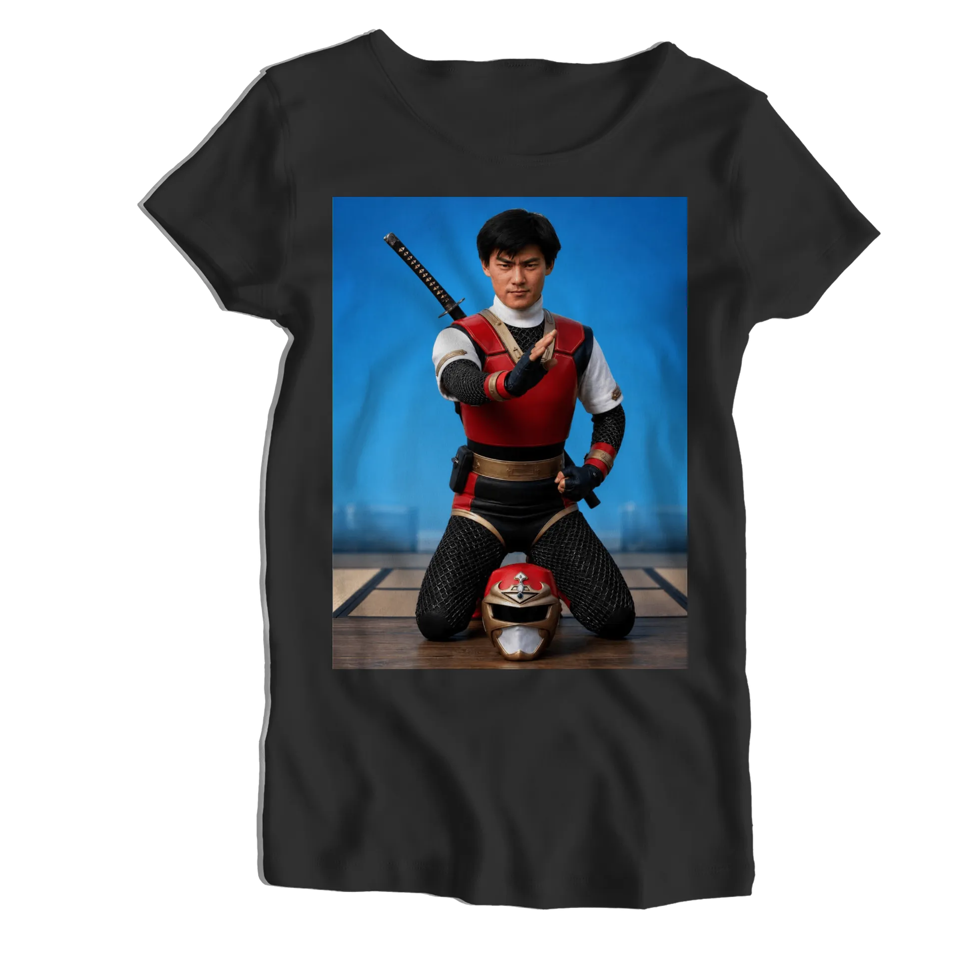 Camiseta Babylook Ranger Ninja com Capacete 100% Algodão - Imagem 1