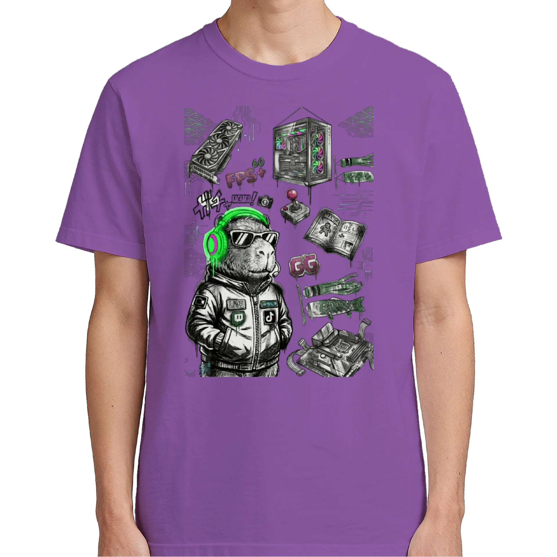 Camiseta Capivara Gamer Estampa Criativa 100% Algodão de Capivara_RP — imagem 4 de 6
