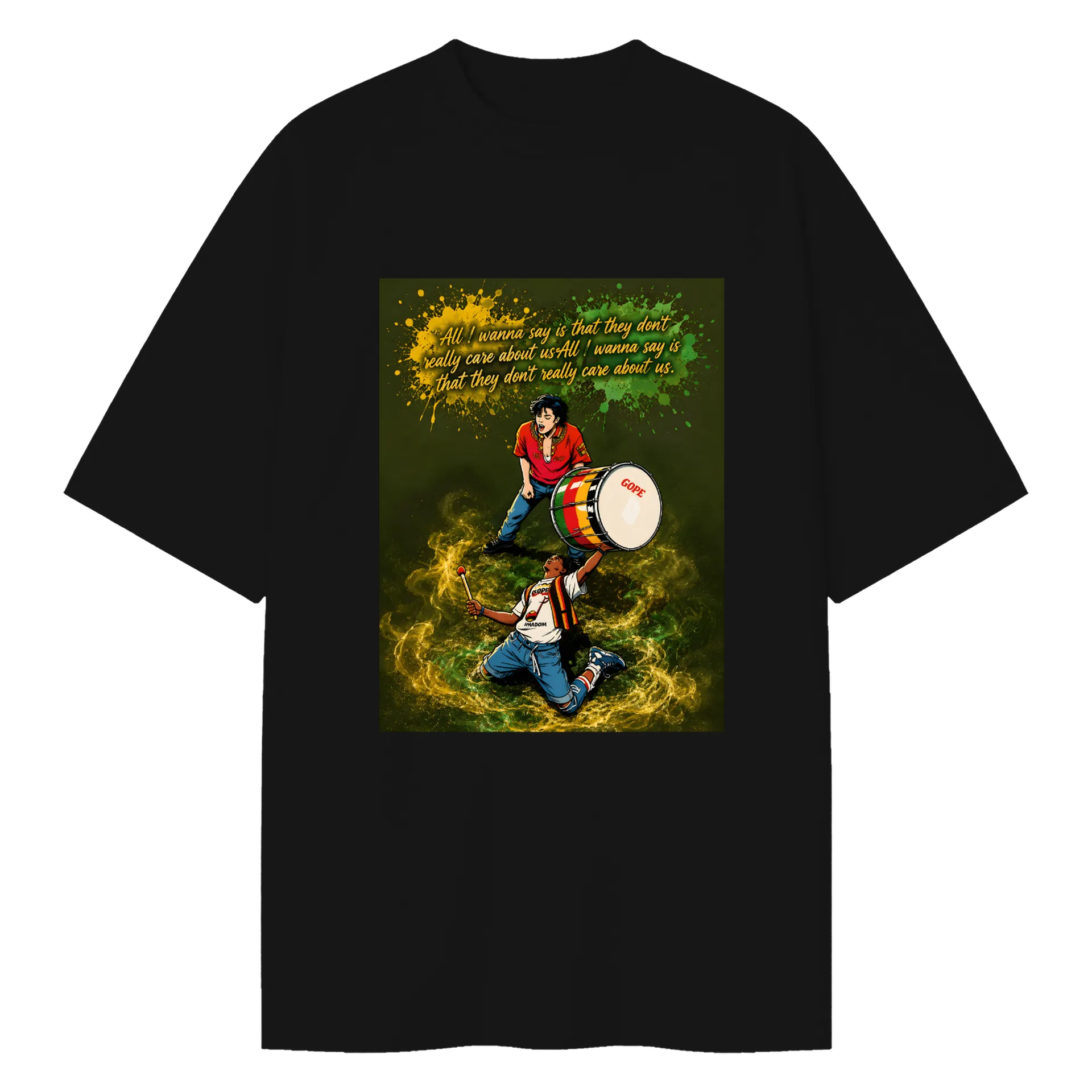 Camiseta Oversized Ilustração de Percussionistas Estilo - Imagem 1