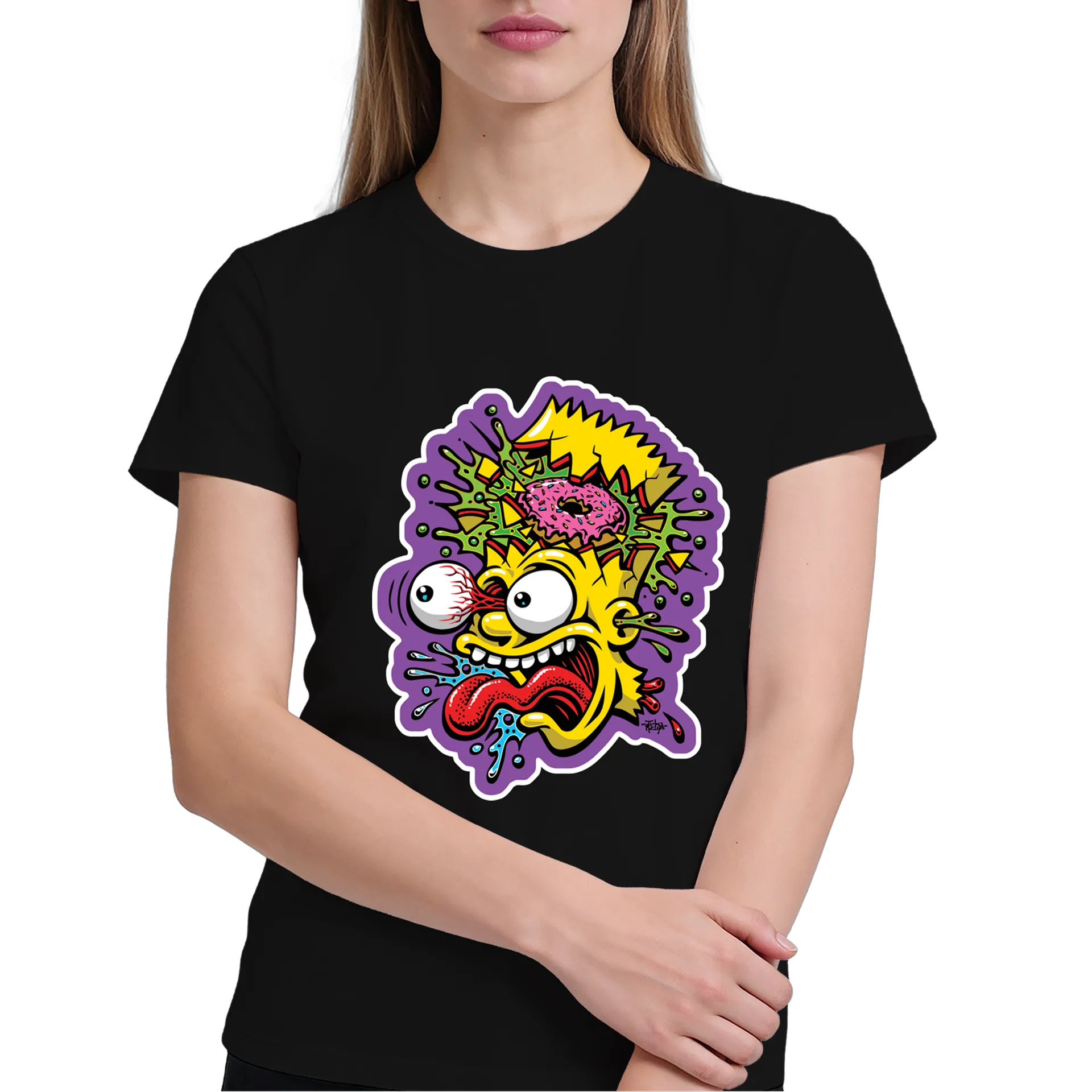 Camiseta Estampa Cabeça Explosiva Com Donut 100% Algodão - Imagem 4