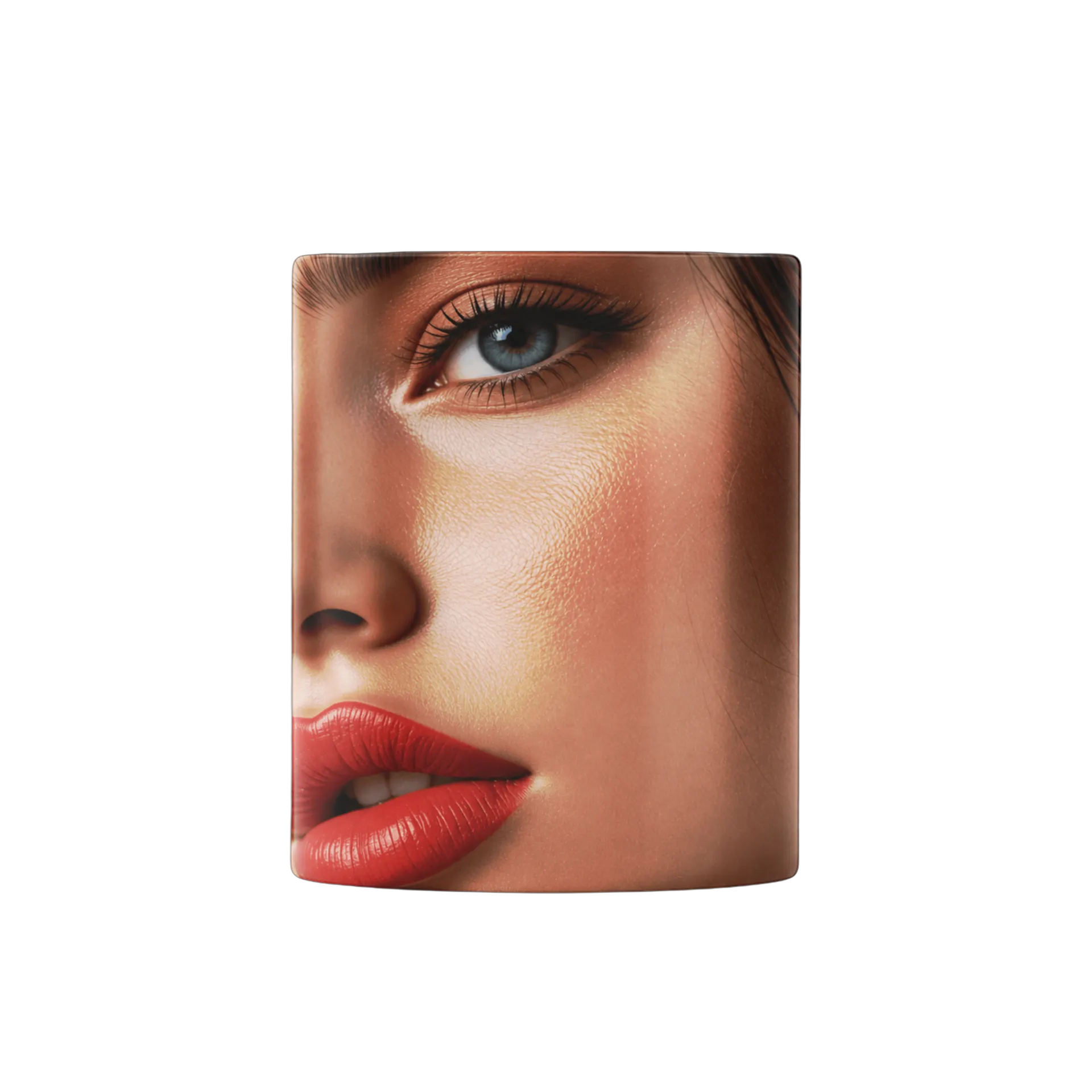 Caneca Rosto Feminino Realista Olhos Azuis 325ml - Imagem 2