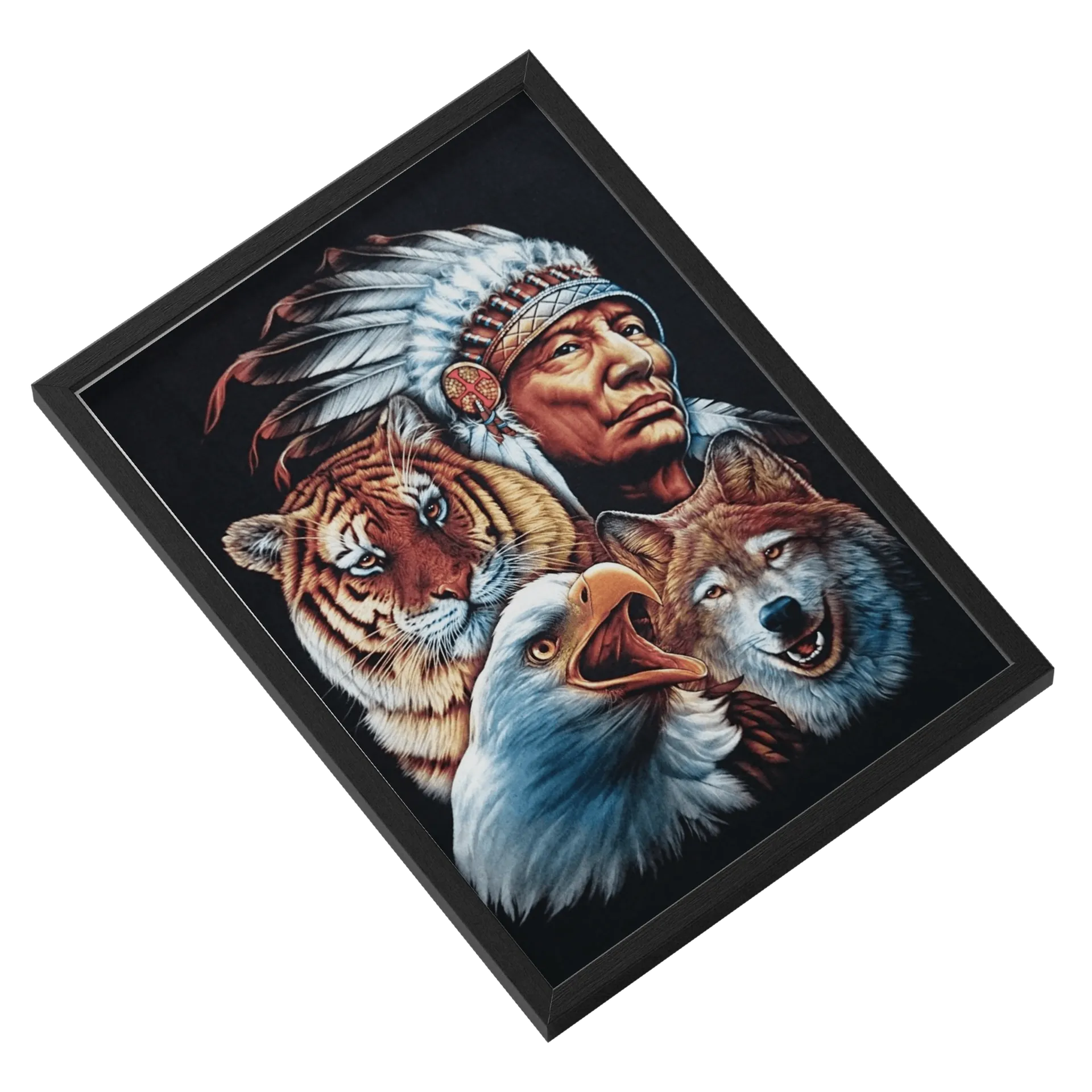 Quadro A3 personalizado Com Vidro:Índio, Tigre, Lobo e Águia de Lopes Estampas Clássicas  — imagem 2 de 3