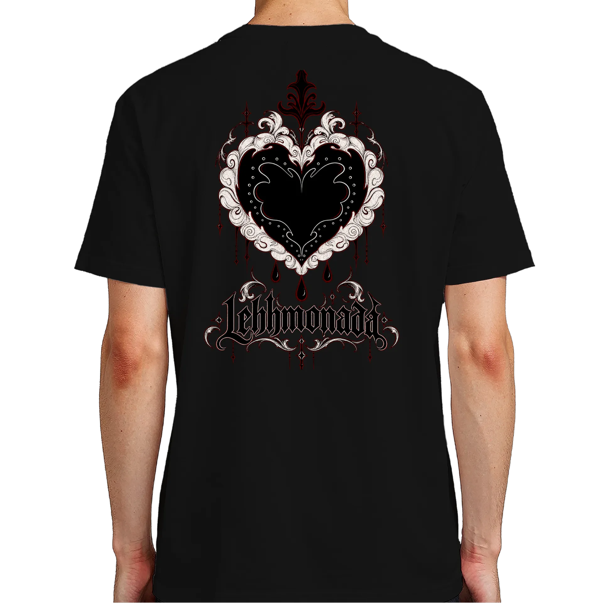 Camiseta Coração Ornamental Gótico Tipografia 100% Algodão - Imagem 5